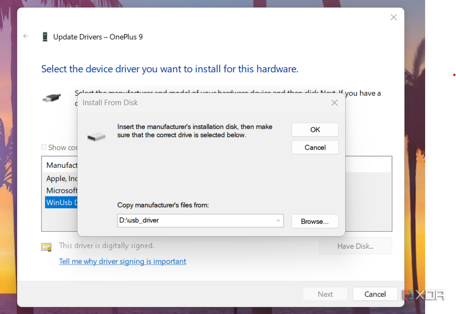 Device Manager Have Disk option