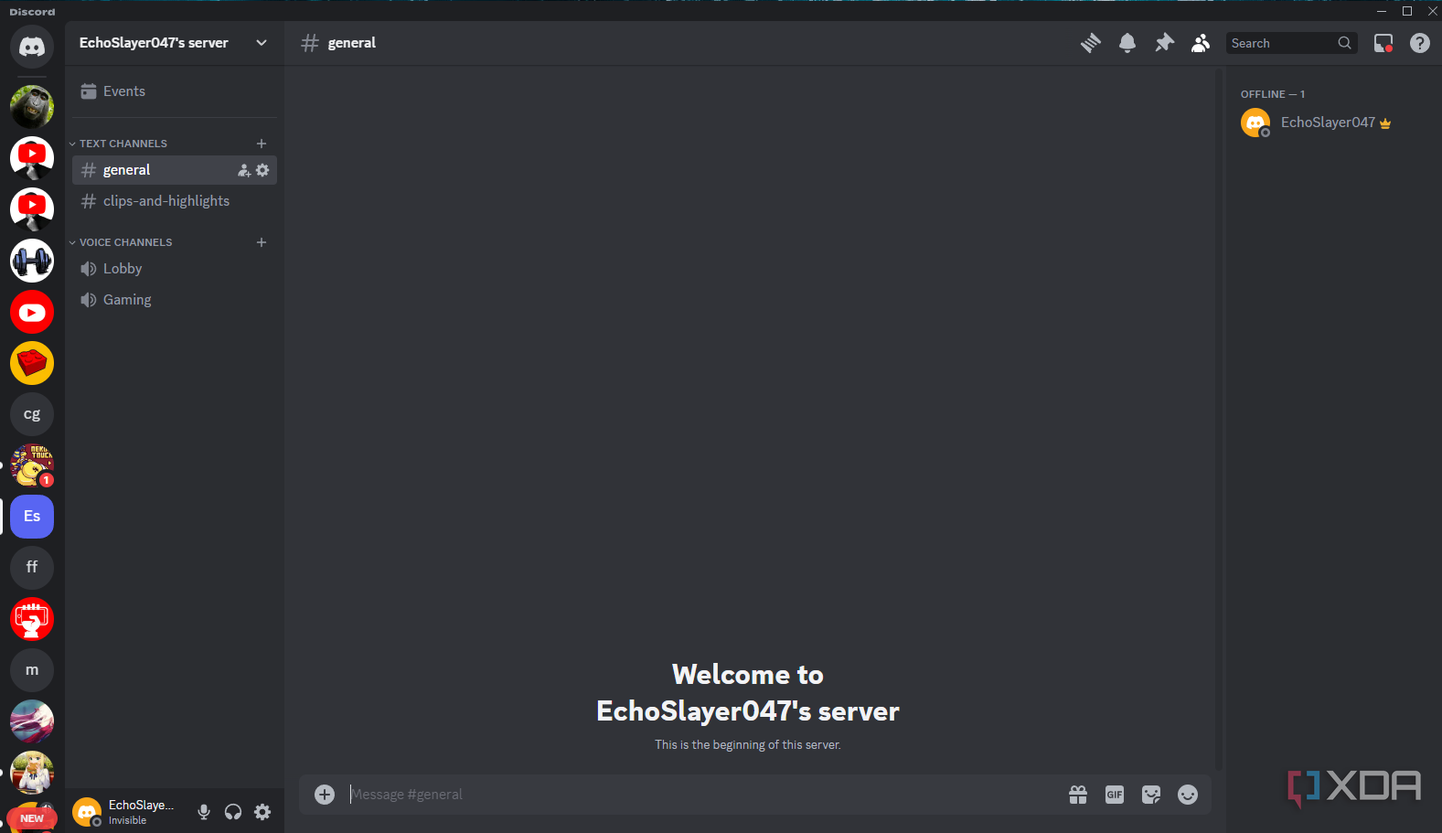 Discord mit offenem persönlichen Server von echoslayer047 öffnen