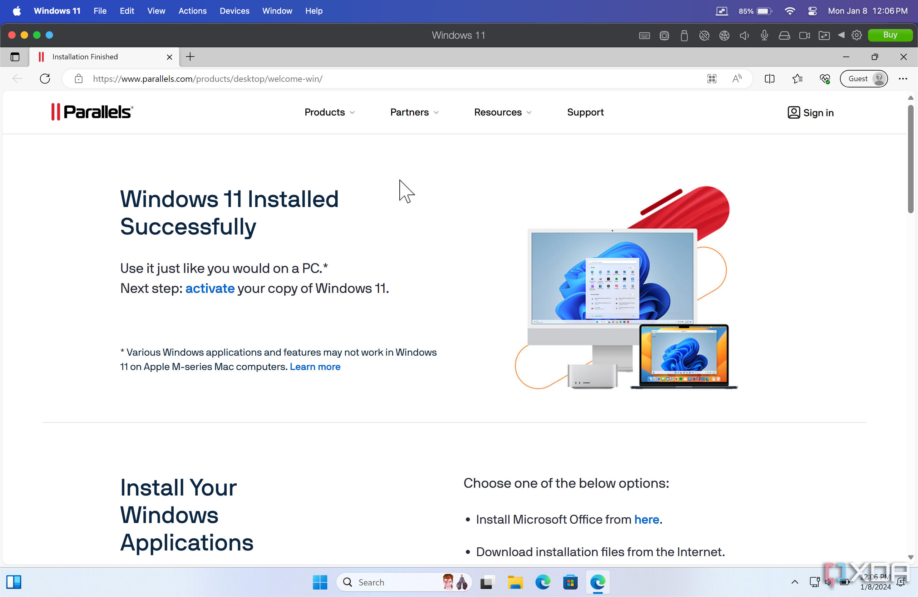 Pantalla de instalación exitosa de Windows 11 en la máquina virtual de Windows