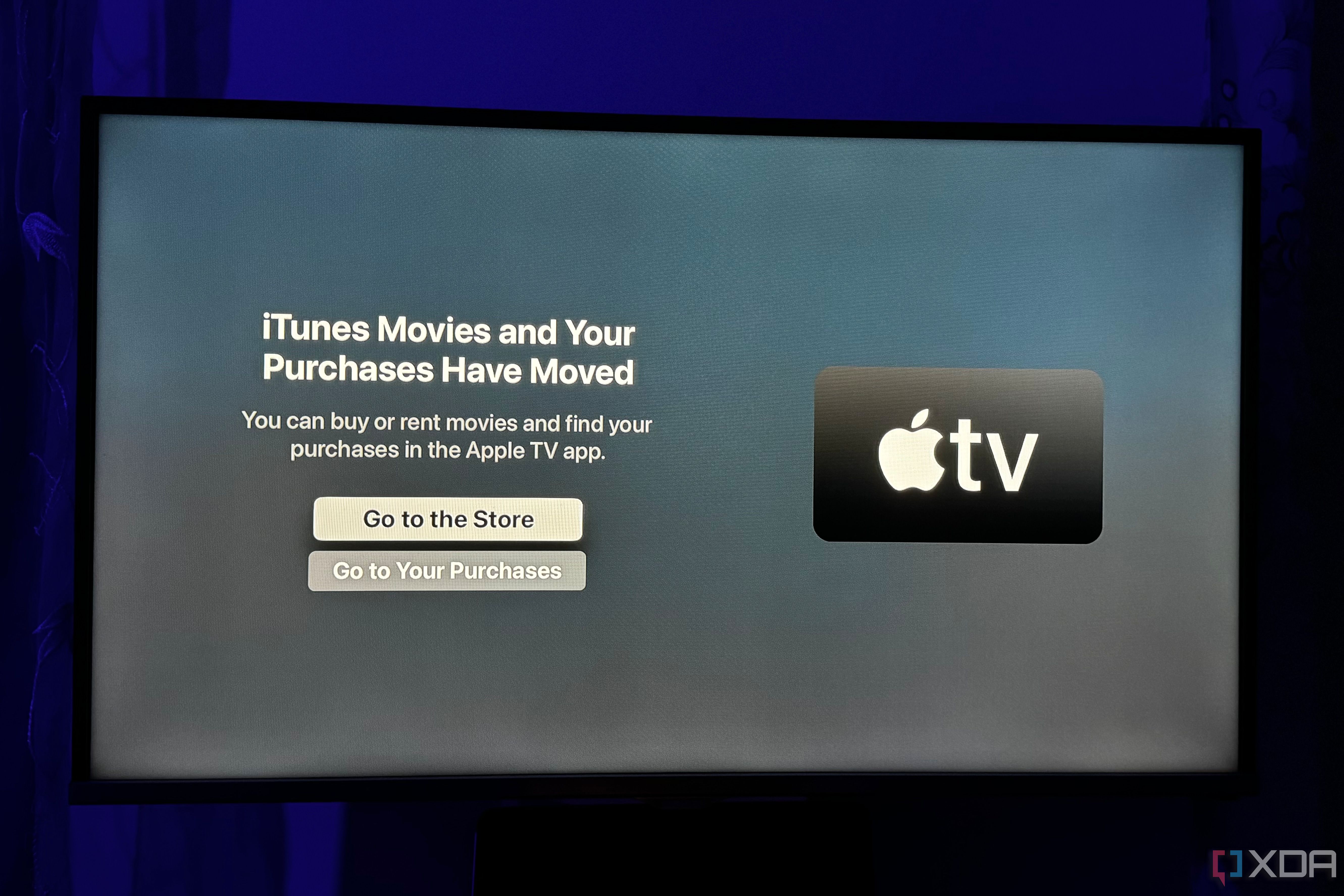 La aplicación iTunes Movies en tvOS indica a los usuarios que utilicen la aplicación de TV en su lugar