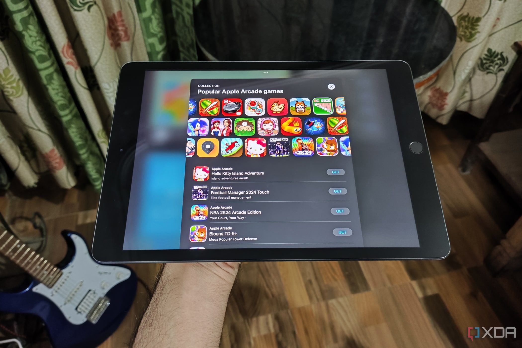 An image of the 7th-gen iPad with the App Store open