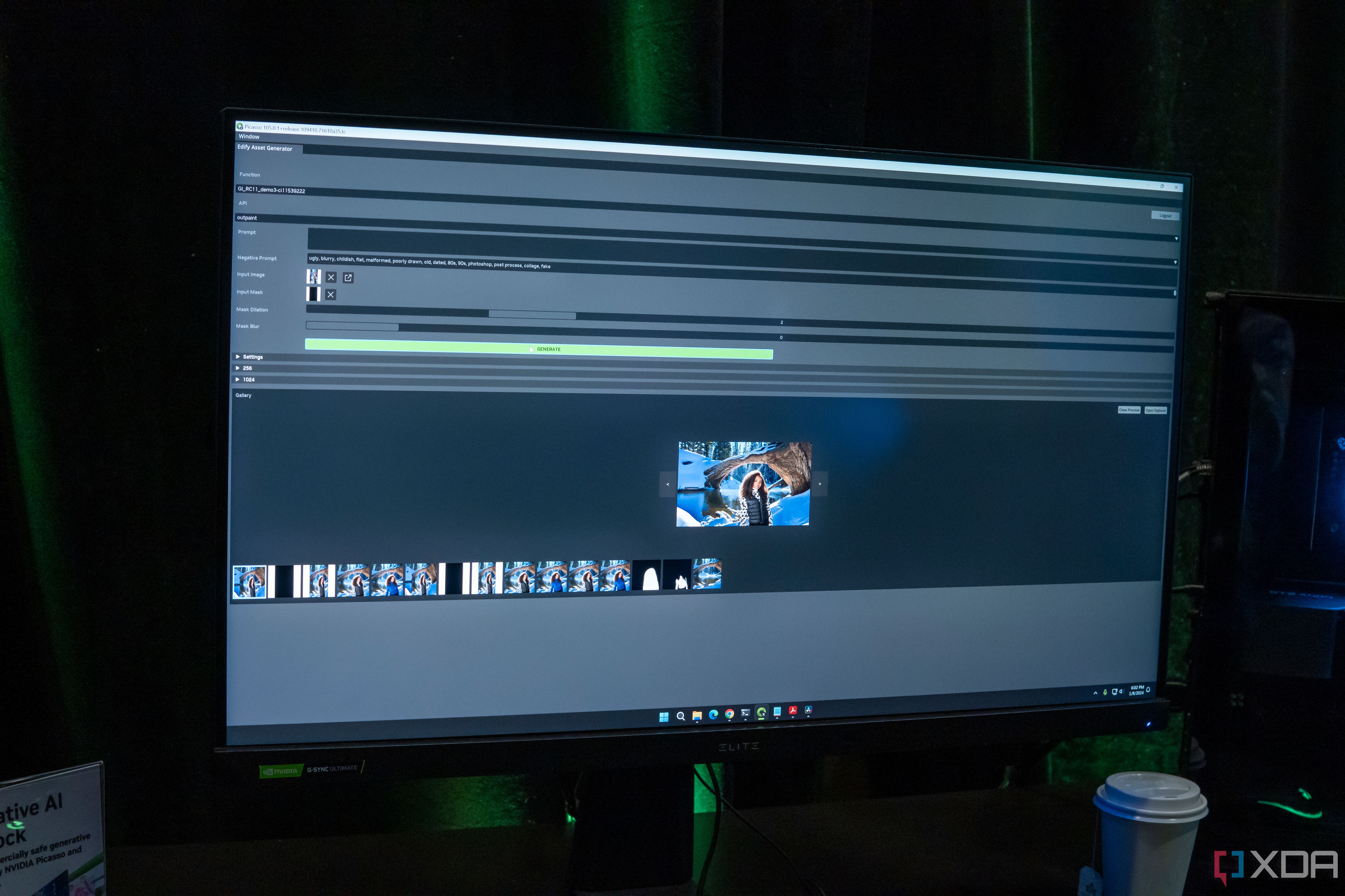 Nvidia Picasso zeigt ein komplexes KI-generiertes Bild mit mehreren Schritten, die bis zum Endprodukt unternommen wurden