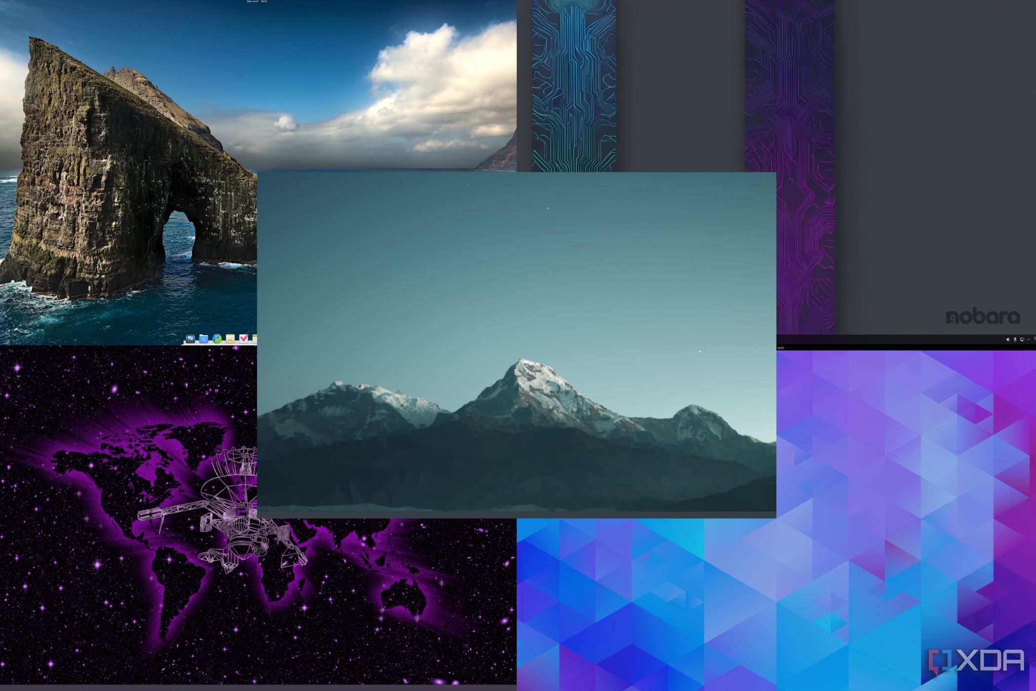 An image of EndeavourOS, Elementary OS, NixOS, Nobara, and Q4OS