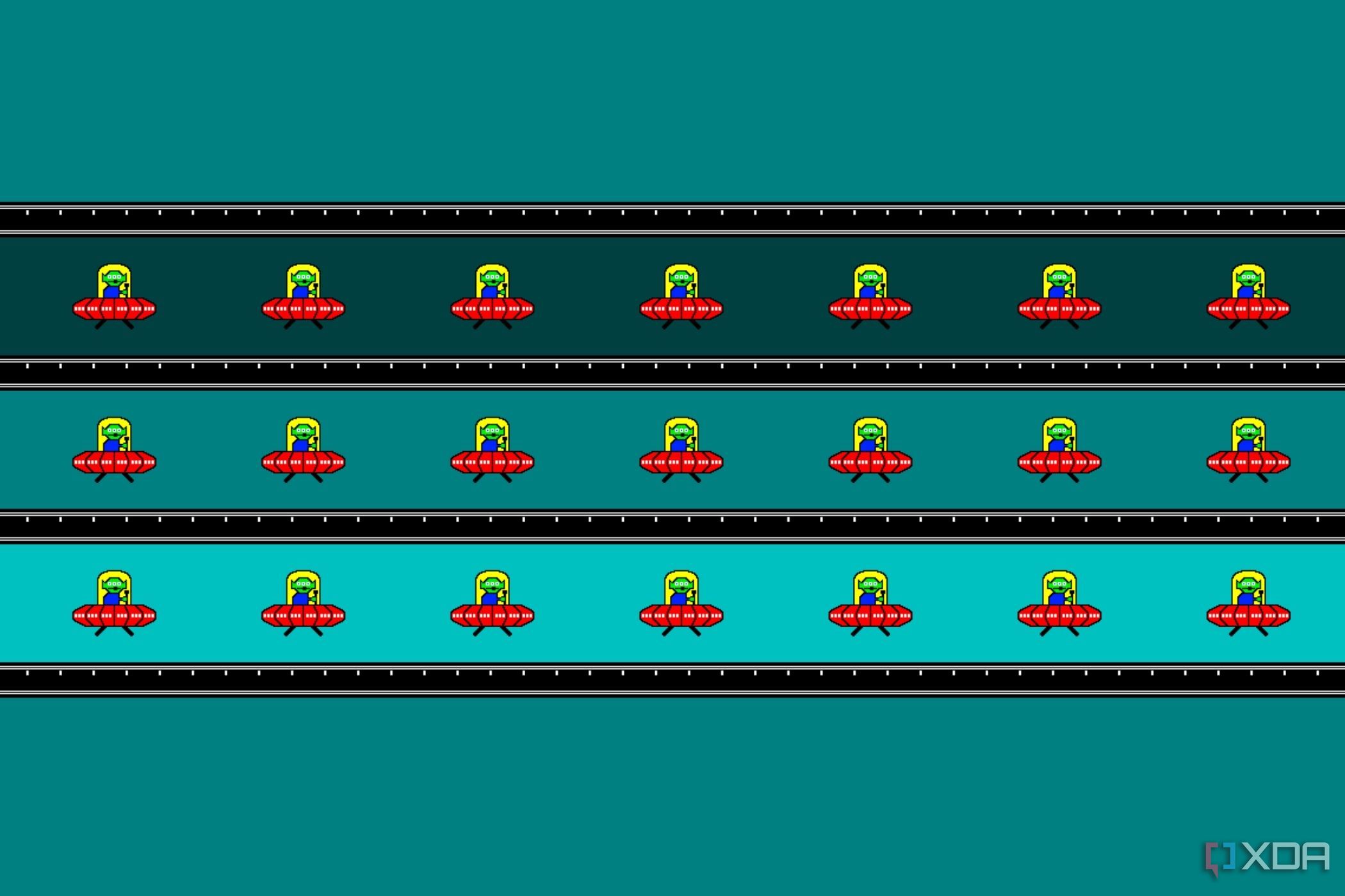 A screenshot showing the popular moving UFO test to check ghosting in monitors.