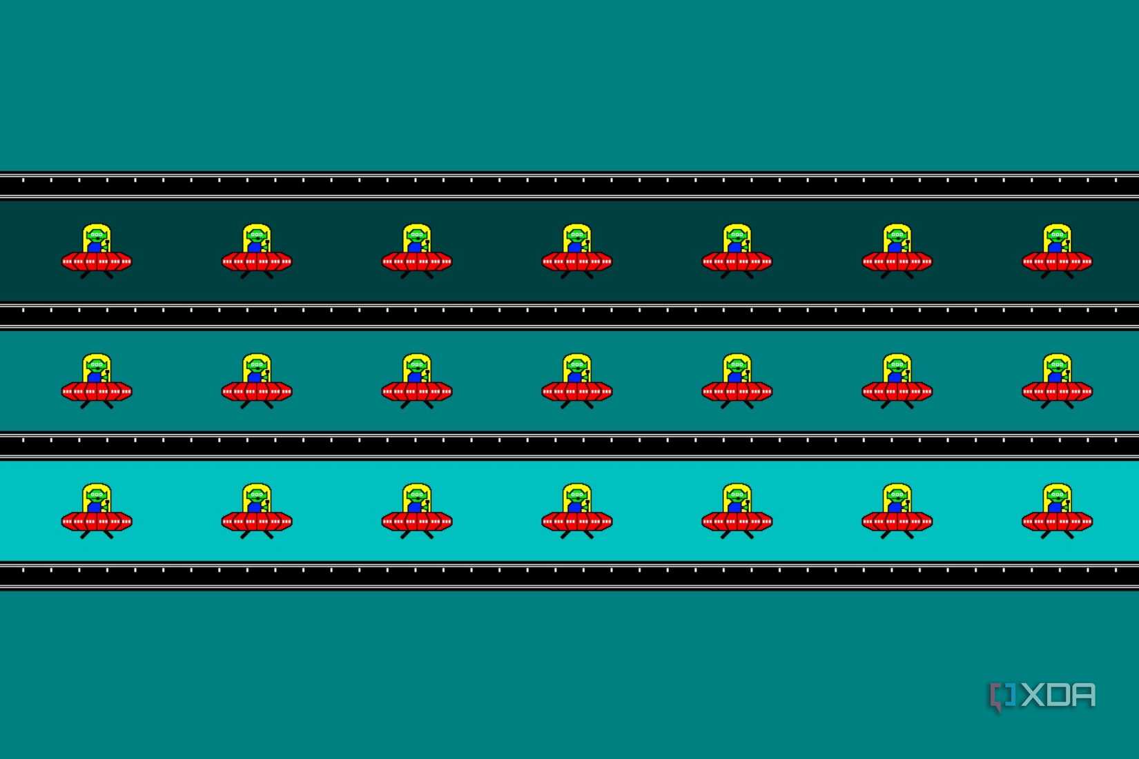 A screenshot showing the popular moving UFO test to check ghosting in monitors.