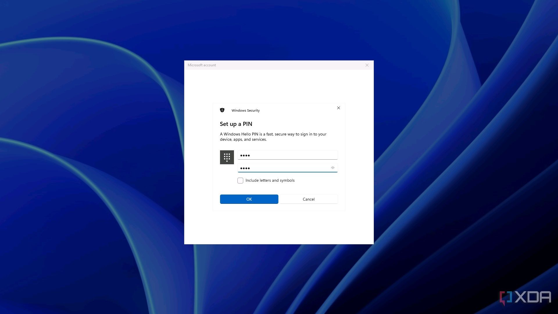 Captura de pantalla de la pantalla de inicio de sesión de Windows 11 que solicita al usuario que configure un nuevo PIN