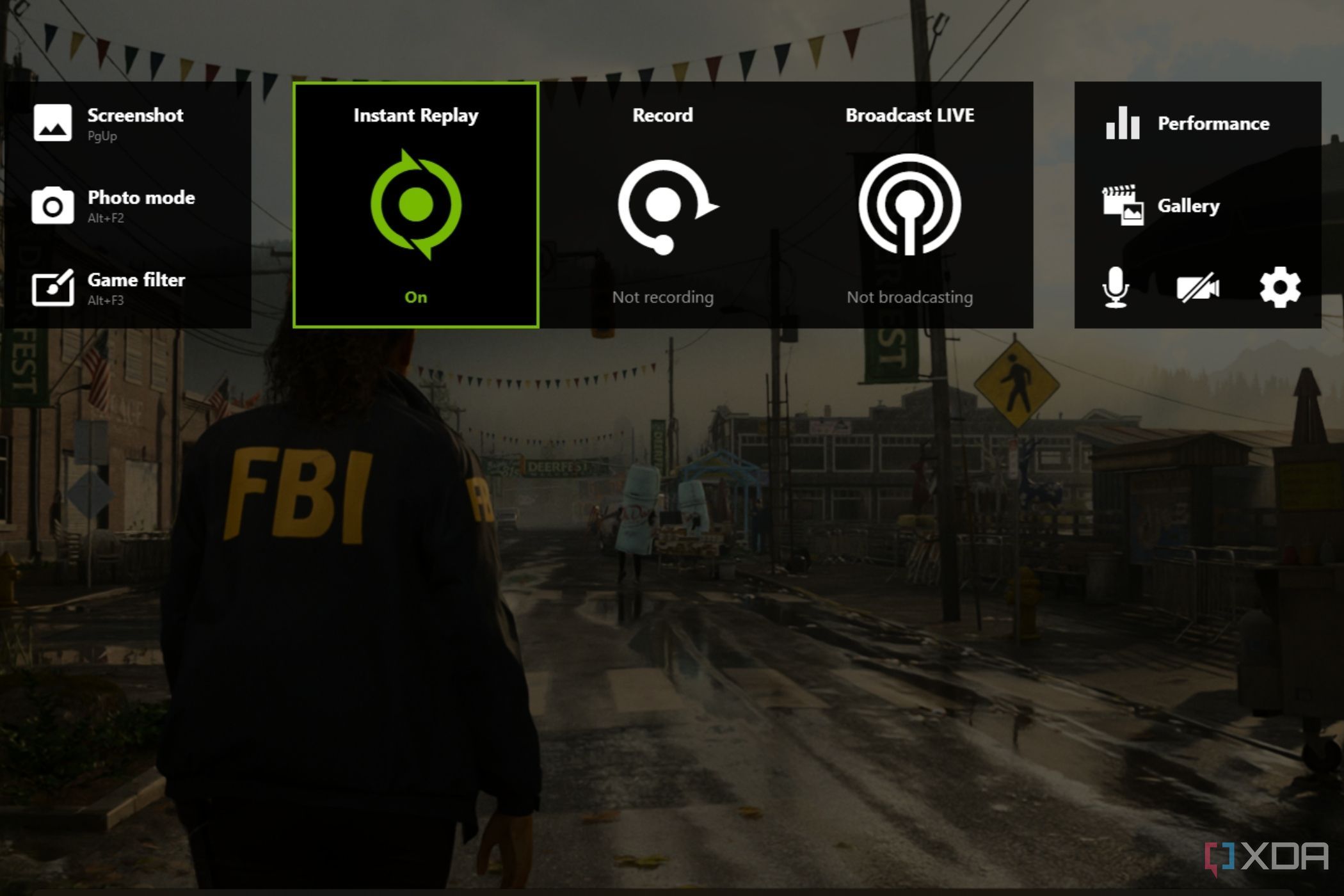 A screenshot showing the Nvidia GeForce Experience overlay over Alan Wake 2.