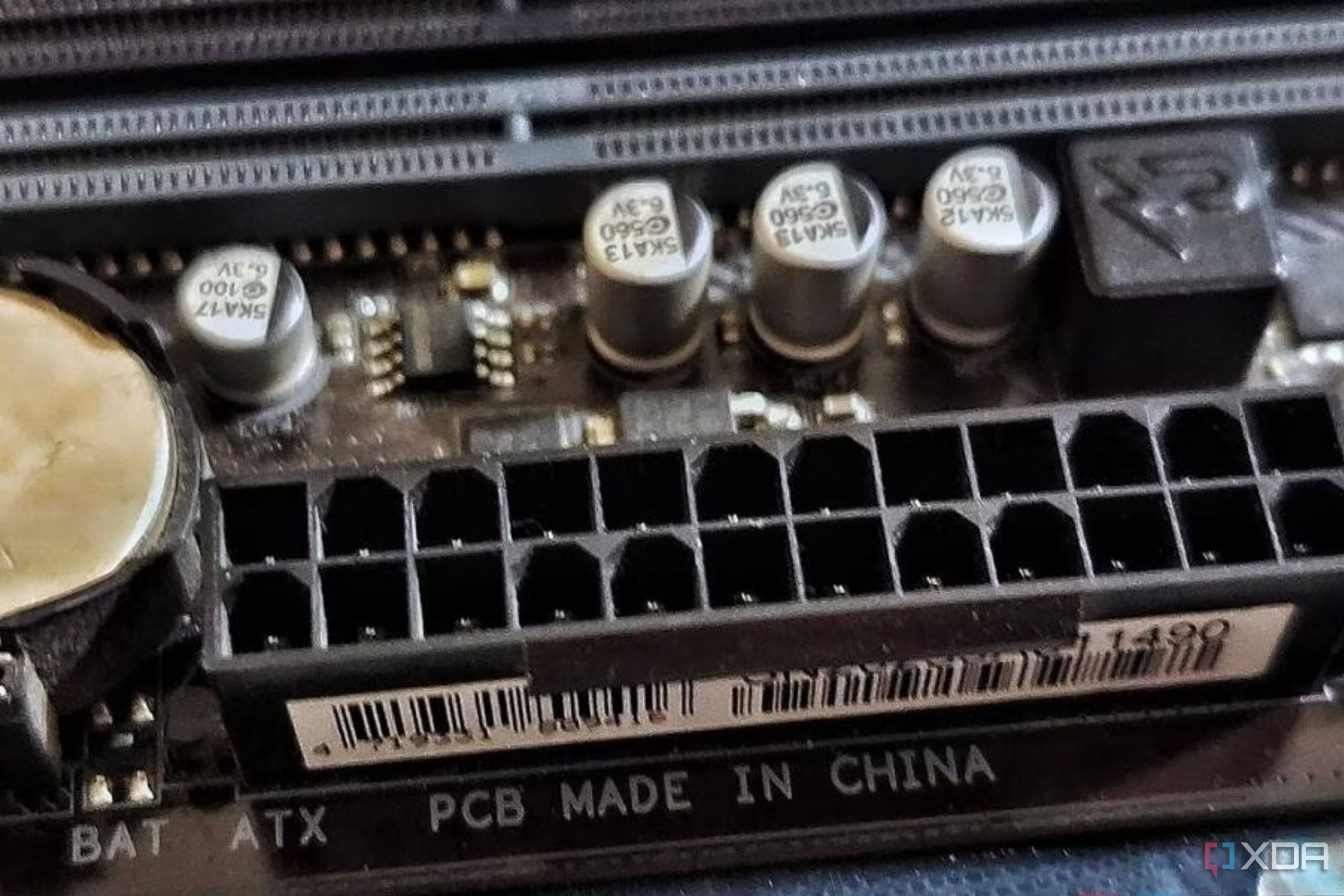 An image showing an ATX power connector on motherboard.