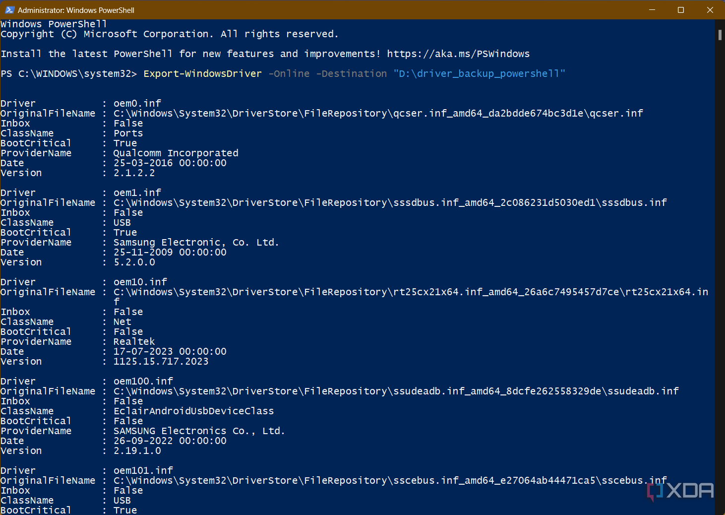 Copia de seguridad del controlador de PowerShell