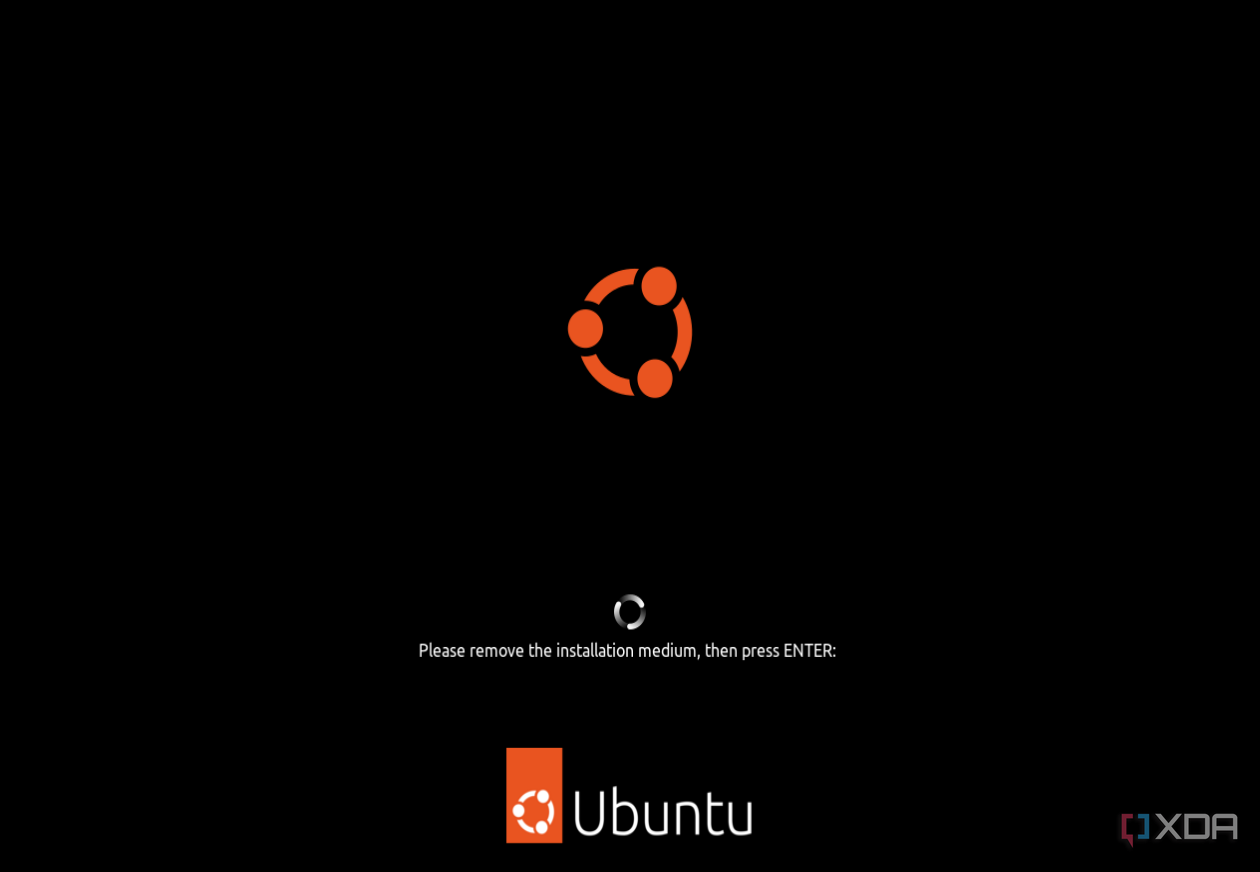 Una captura de pantalla que muestra la opción para eliminar los medios de instalación de Ubuntu