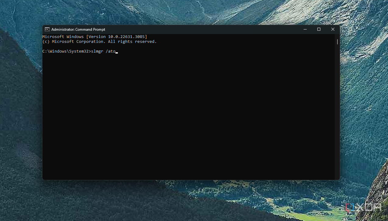 Screenshot of Command Prompt with a command to activate Windows 11