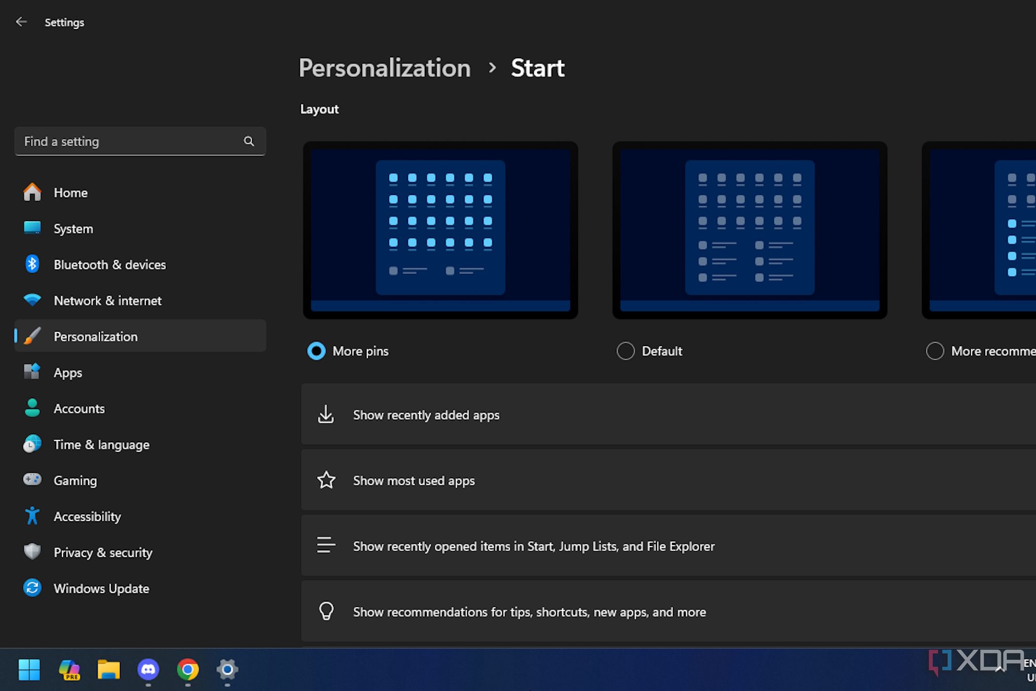 The Windows 11 startup options