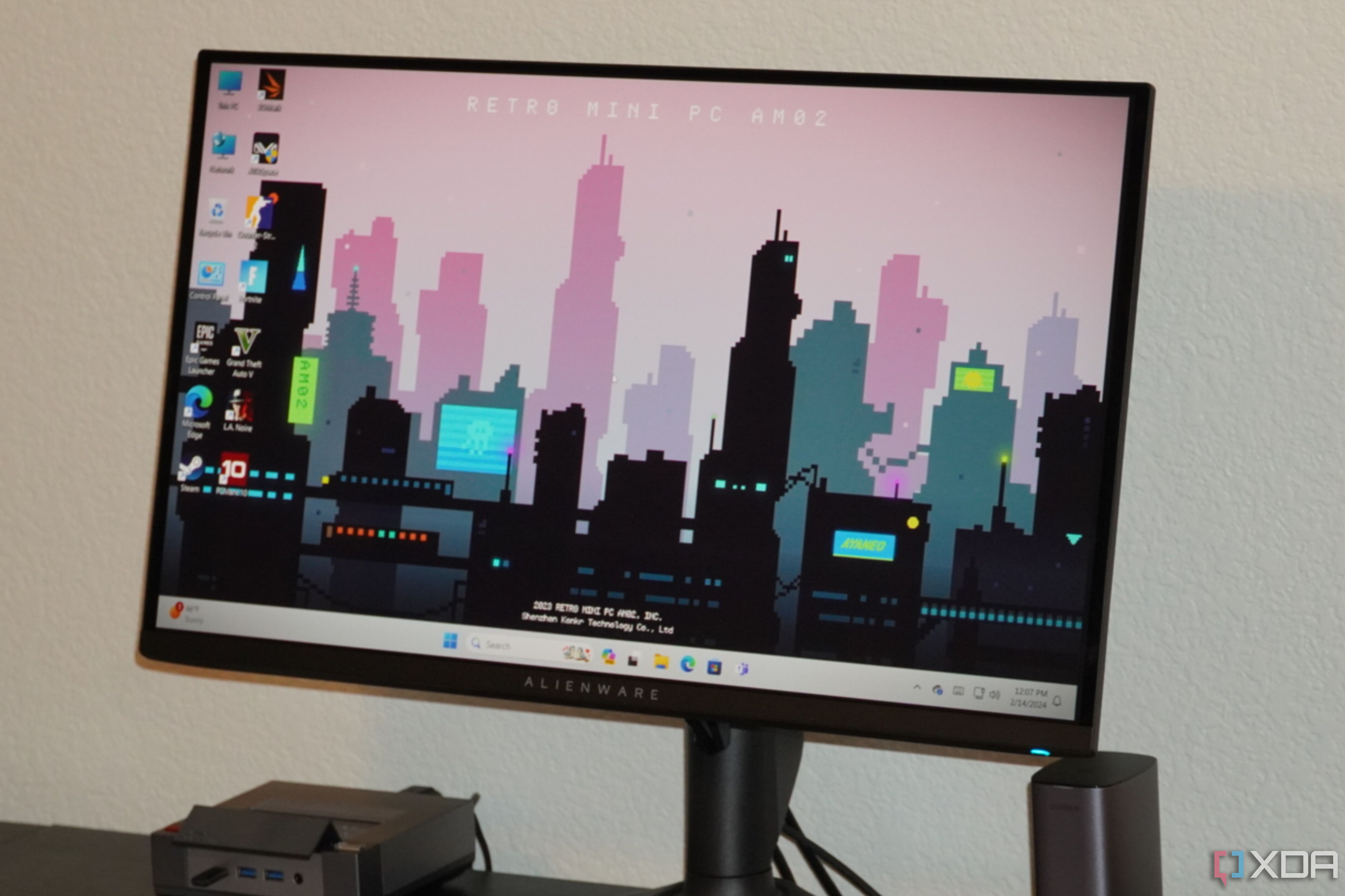 The Alienware QD OLED monitor on the Home Screen.