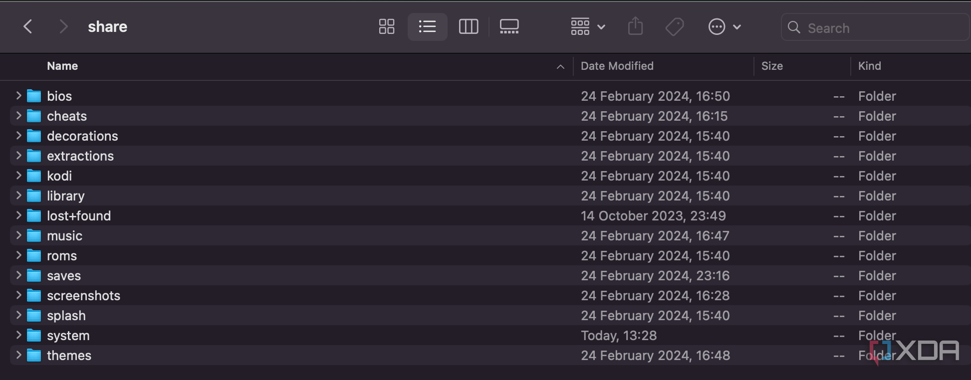 Batocera SMB shares on Mac, viewing folders