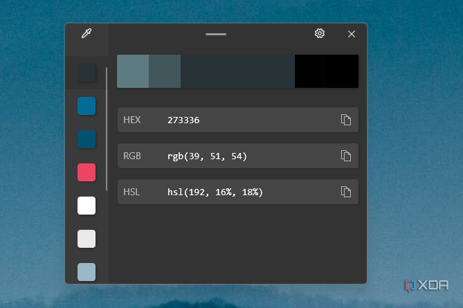 Screenshot of the color editor shown after choosing a color in Color Picker