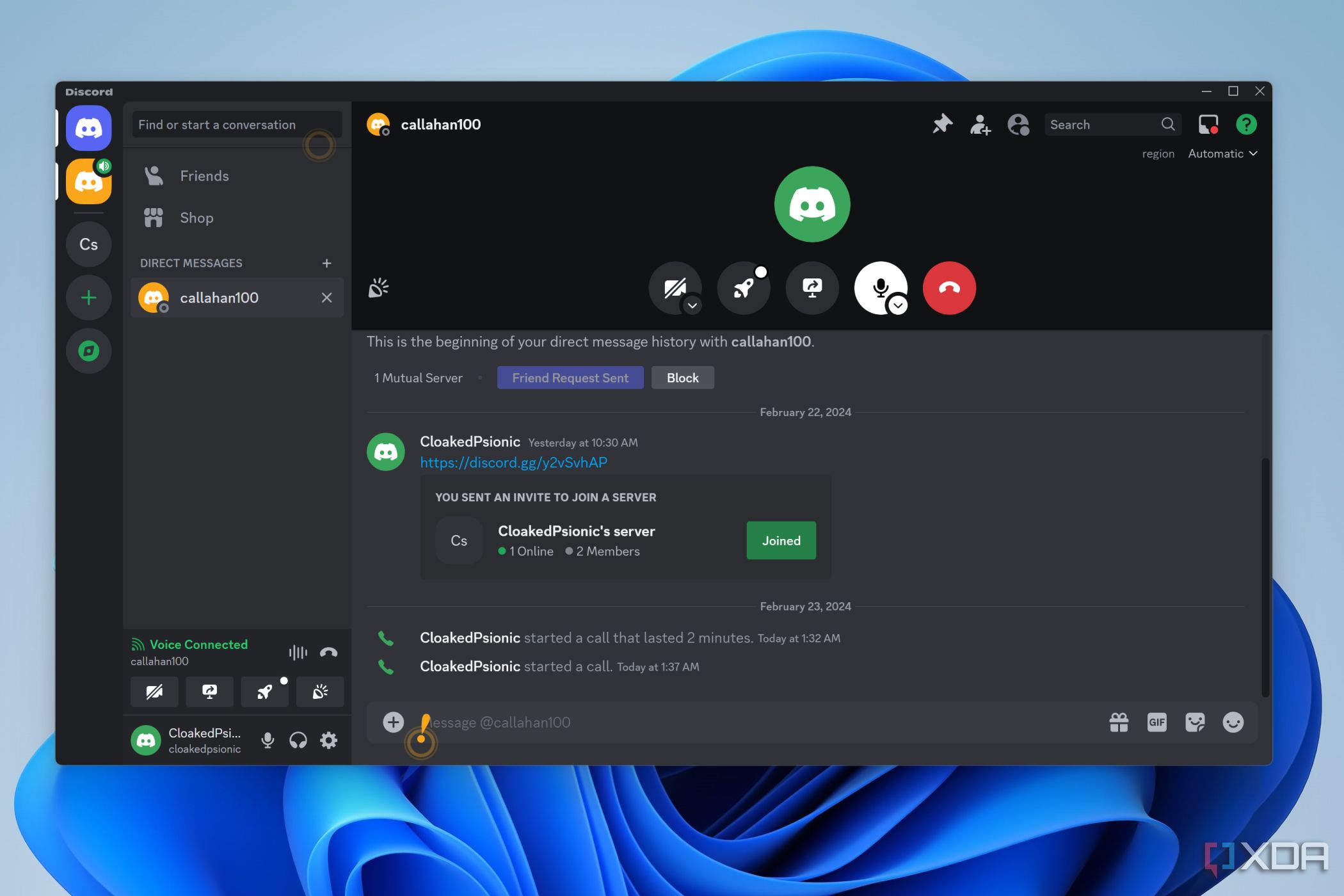 A Discord voice chat in session