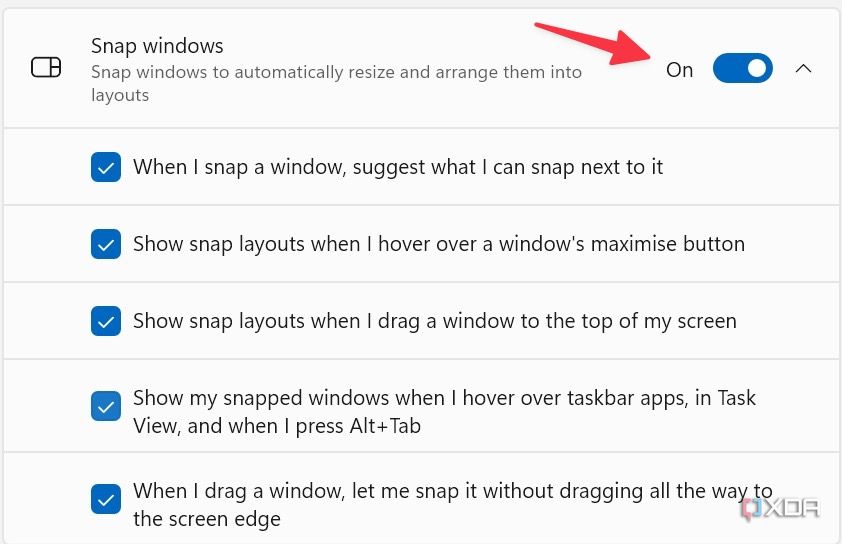 enable snap windows