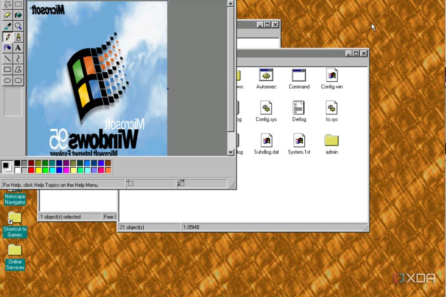 Un logotipo de Windows 95 invertido