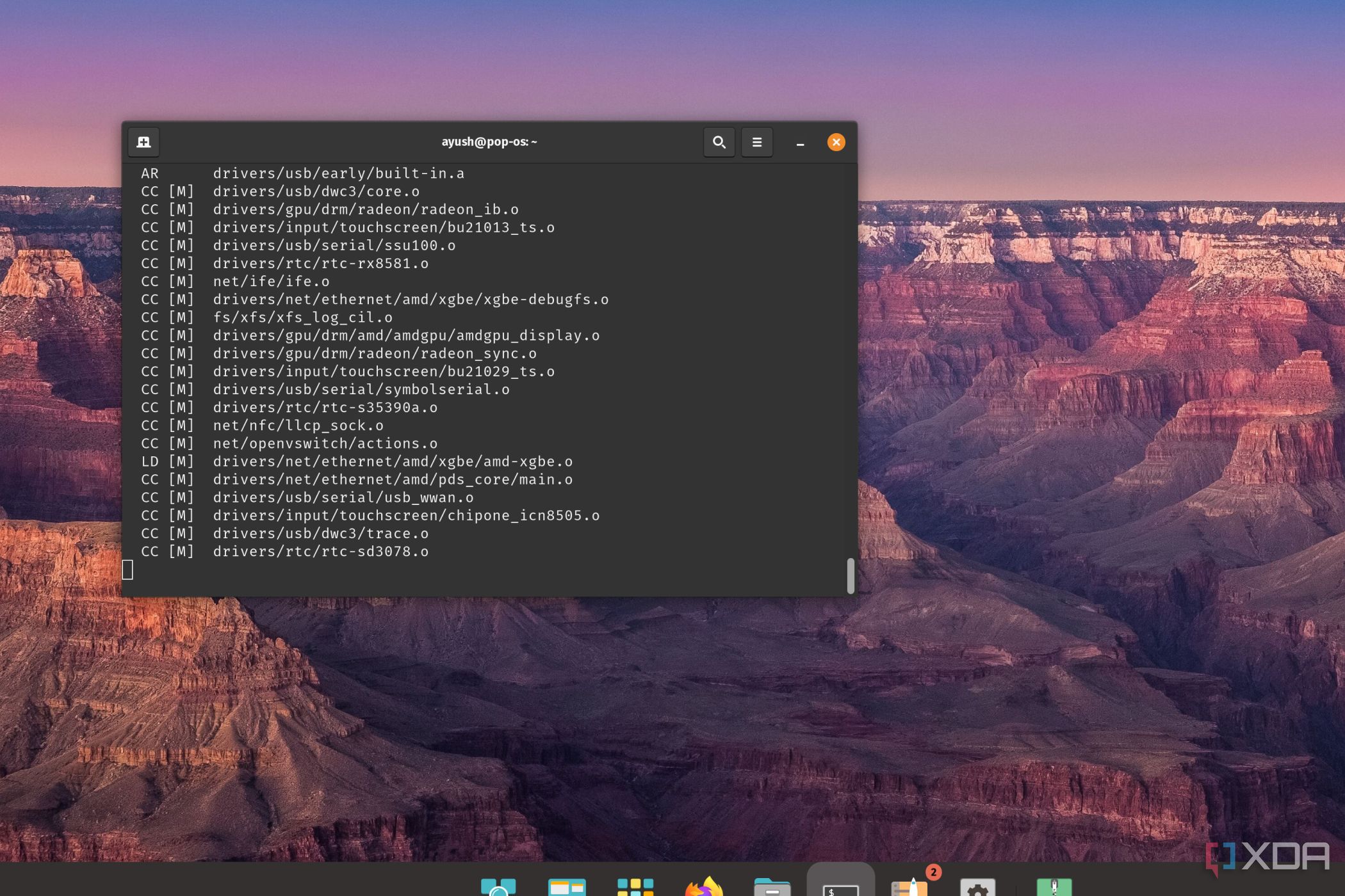 Uma captura de tela do Linux TKG sendo instalado no Pop_OS!