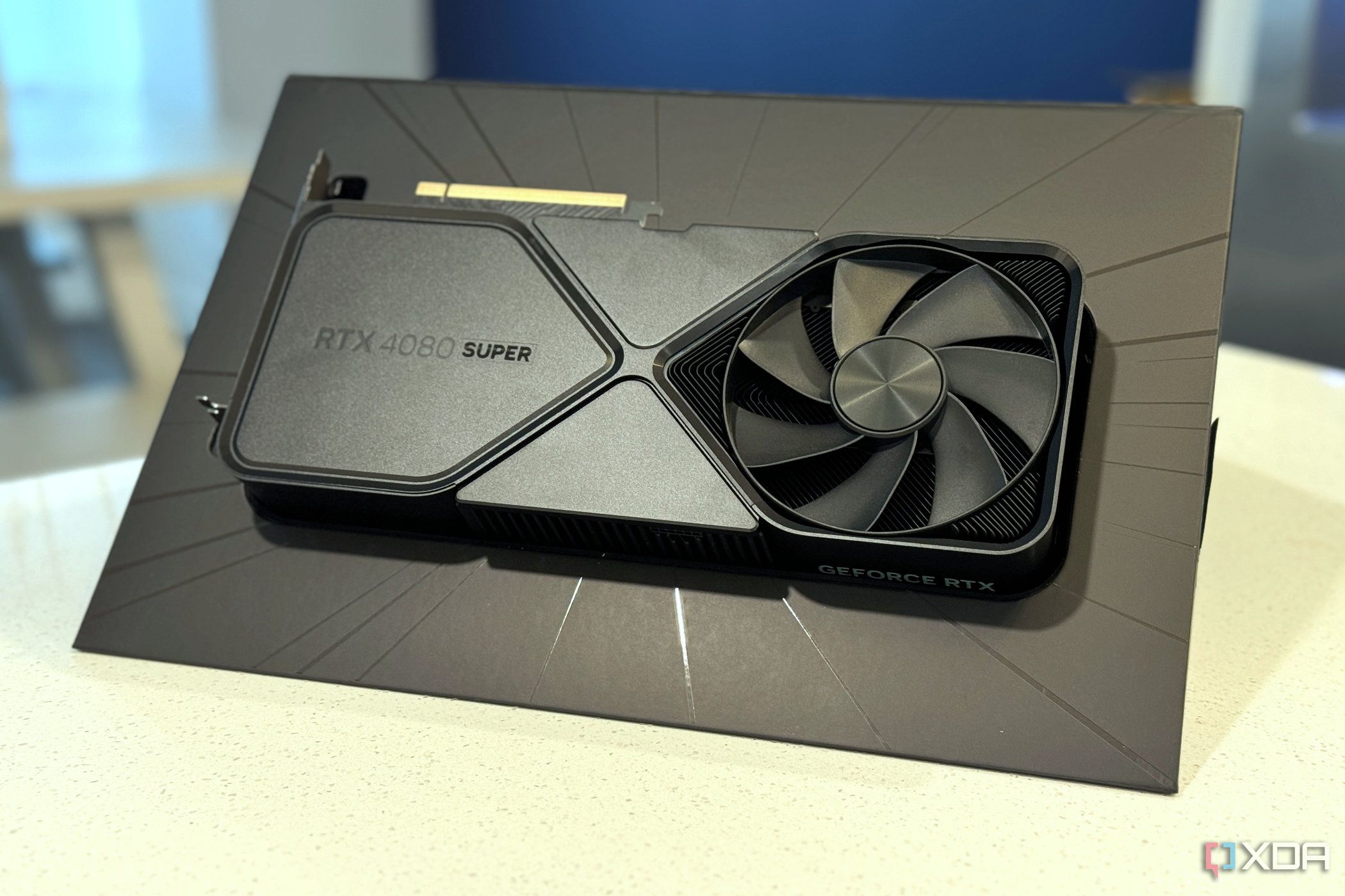 nvidia geforce rtx 4080 super fe seen in the shipping box it came in