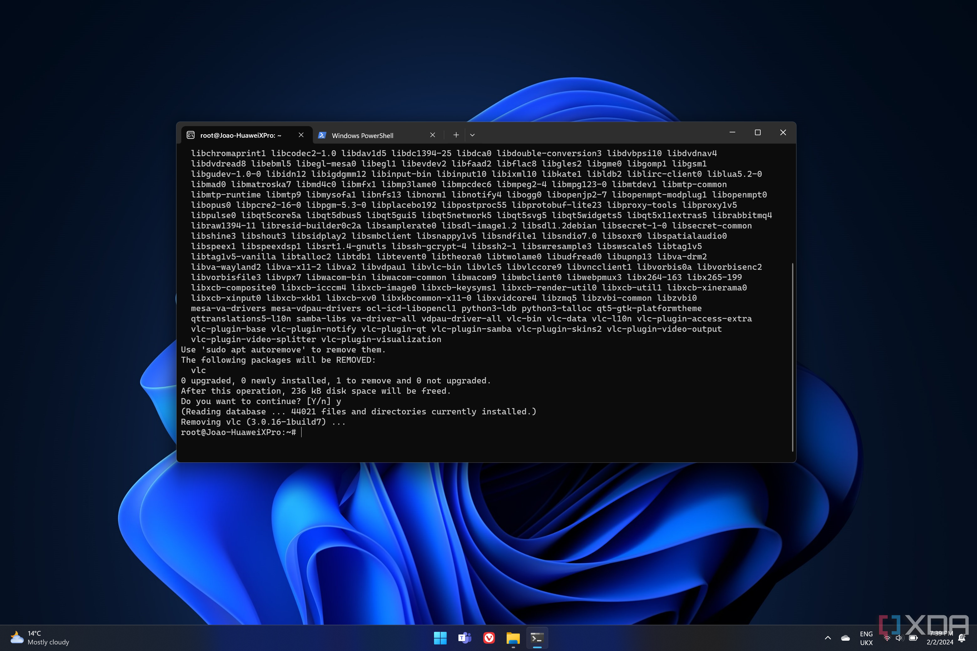 Screenshot of Windows Subsystem for Linux in Windows 11