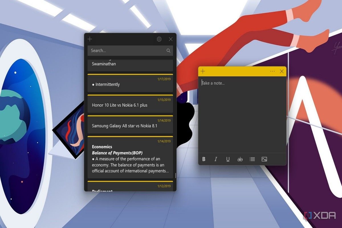 Screenshot showing Sticky Notes app on Windows 11