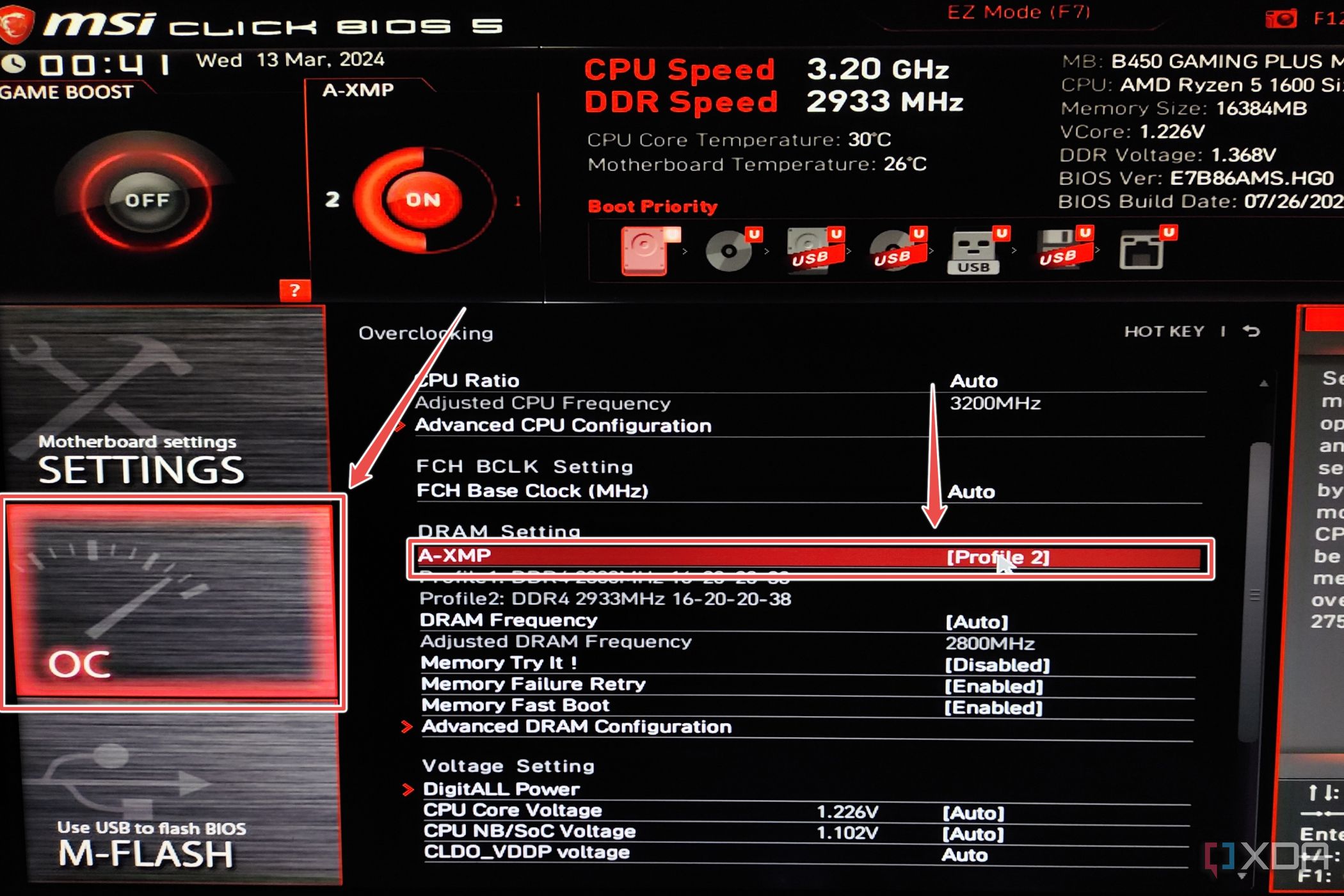 El BIOS MSI muestra la opción para configurar un perfil A-XMP