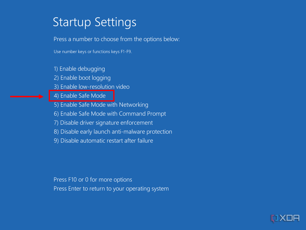 Screenshot of startup settings in Windows 11