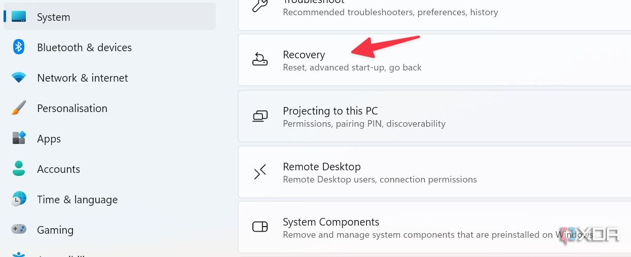 open Windows Recovery menu