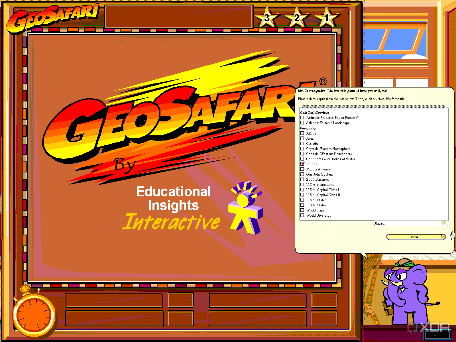 Screenshot of GeoSafari setup in Microsoft Bob