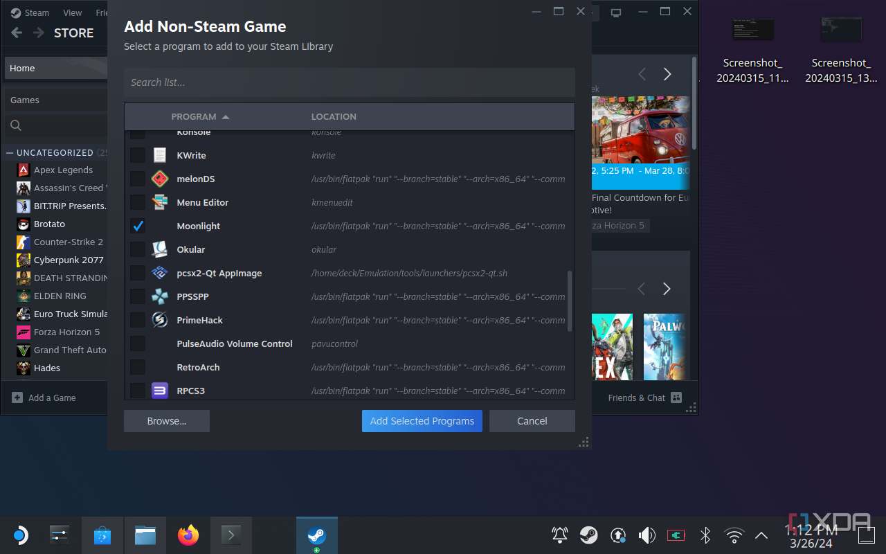 Adding Moonlight as a non-Steam game on the Steam Deck