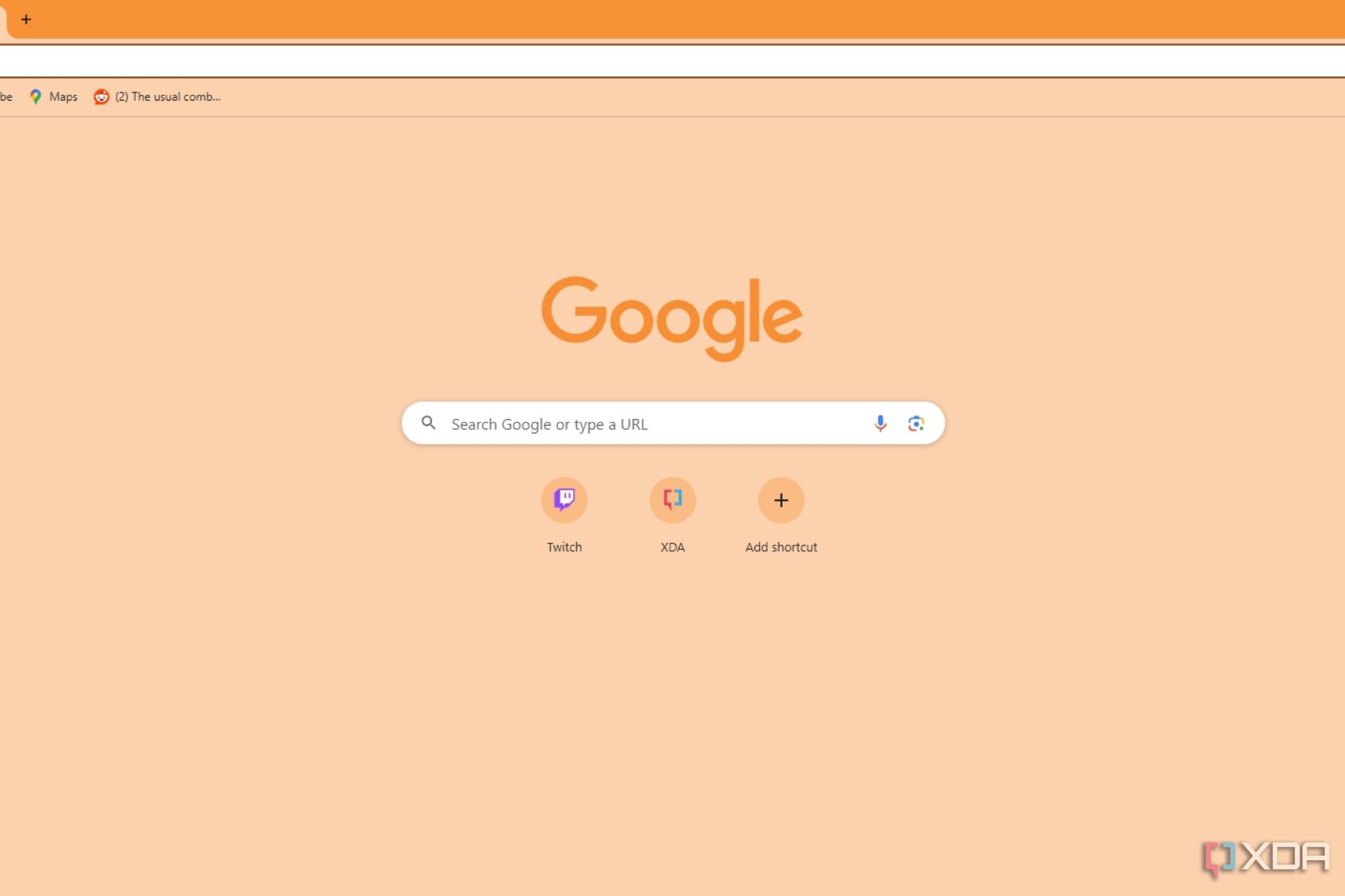 A screenshot showing a new tab open in Google Chrome.