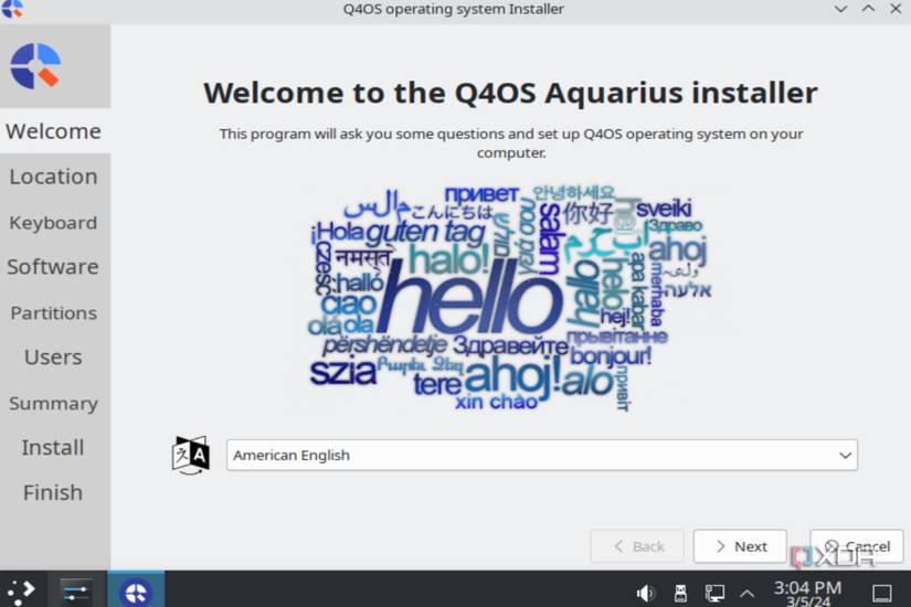Q4OS running on a live USB
