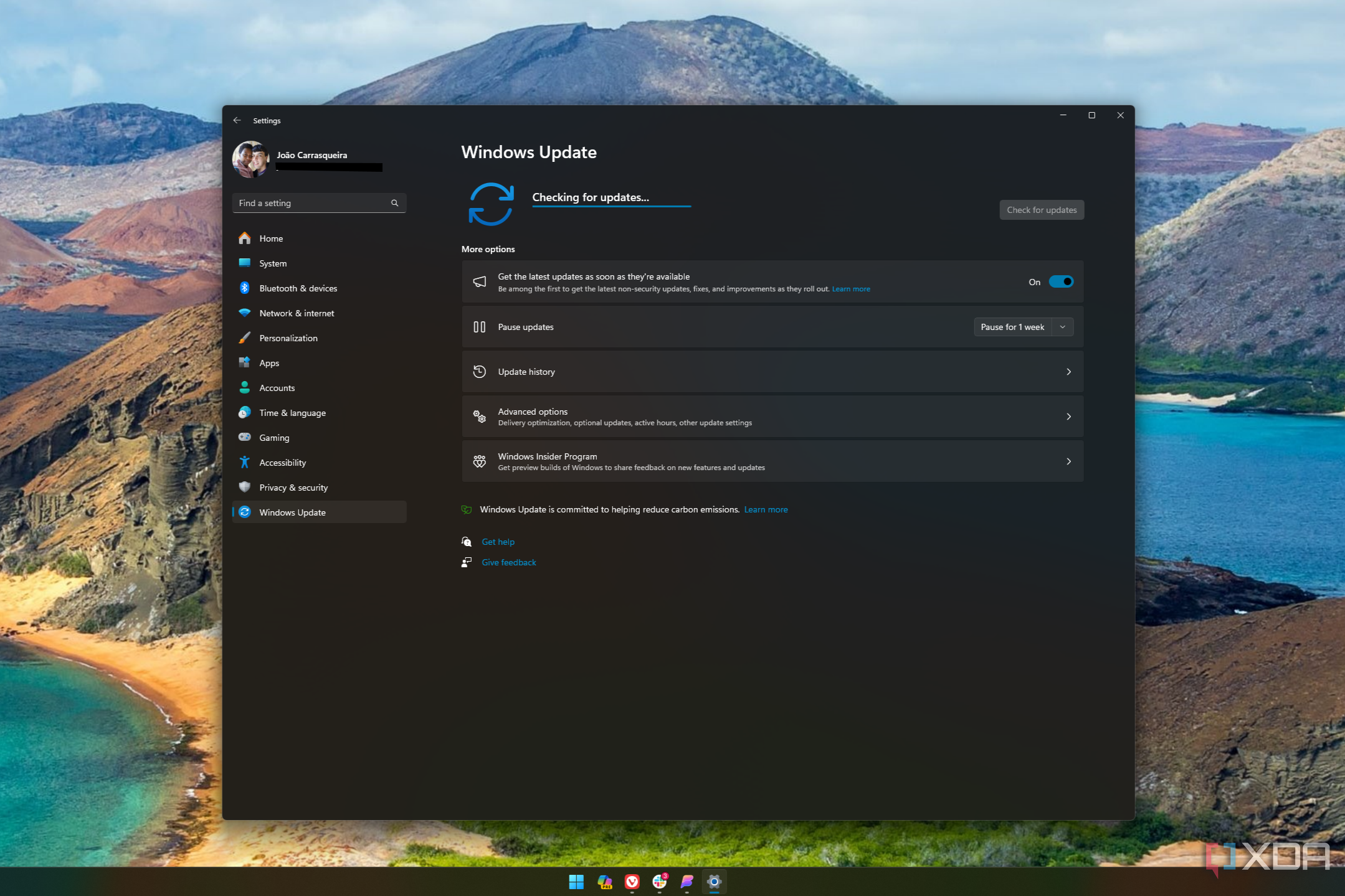 Screenshot of Windows 11 Settings app when checking for updates