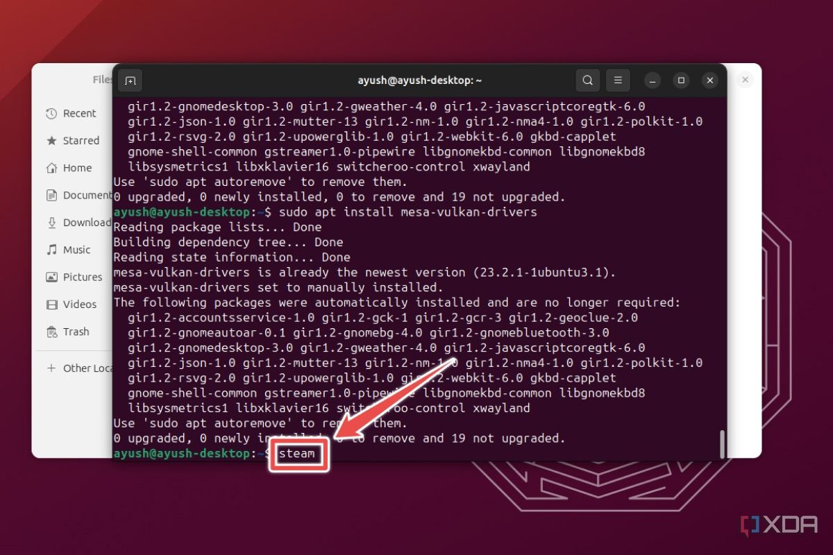 El comando utilizado para abrir Steam en Ubuntu