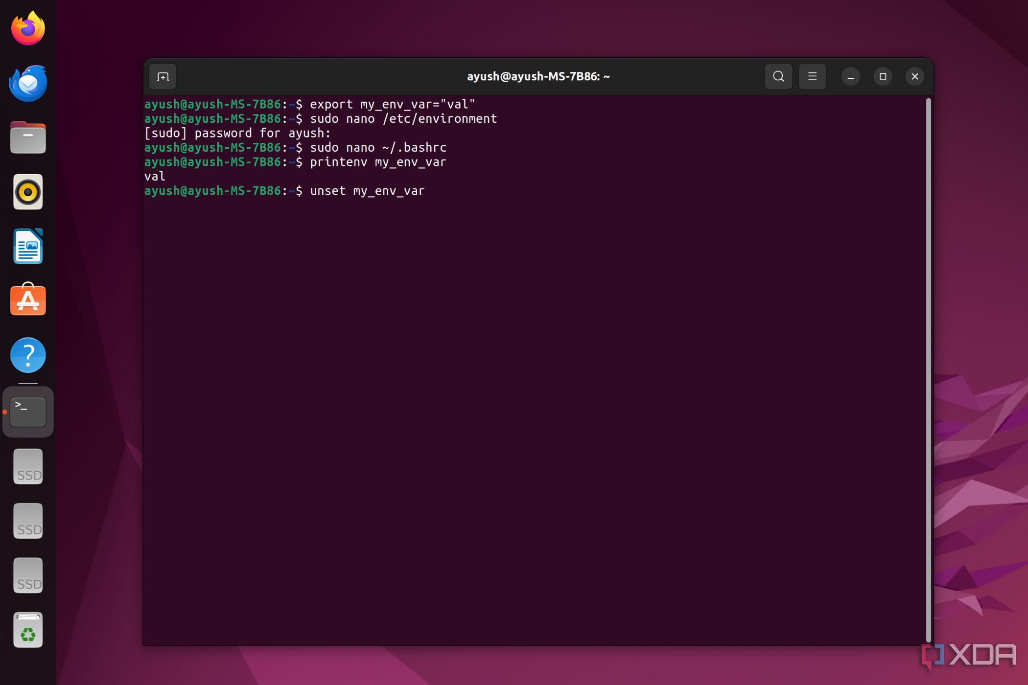 How to set environment variables in Ubuntu