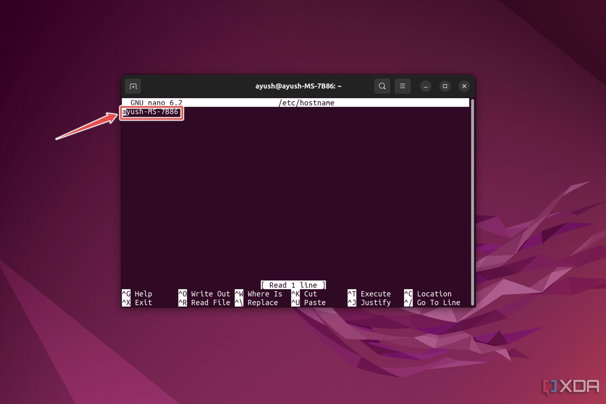 El archivo de nombre de host en Ubuntu que representa la cadena de nombre de host