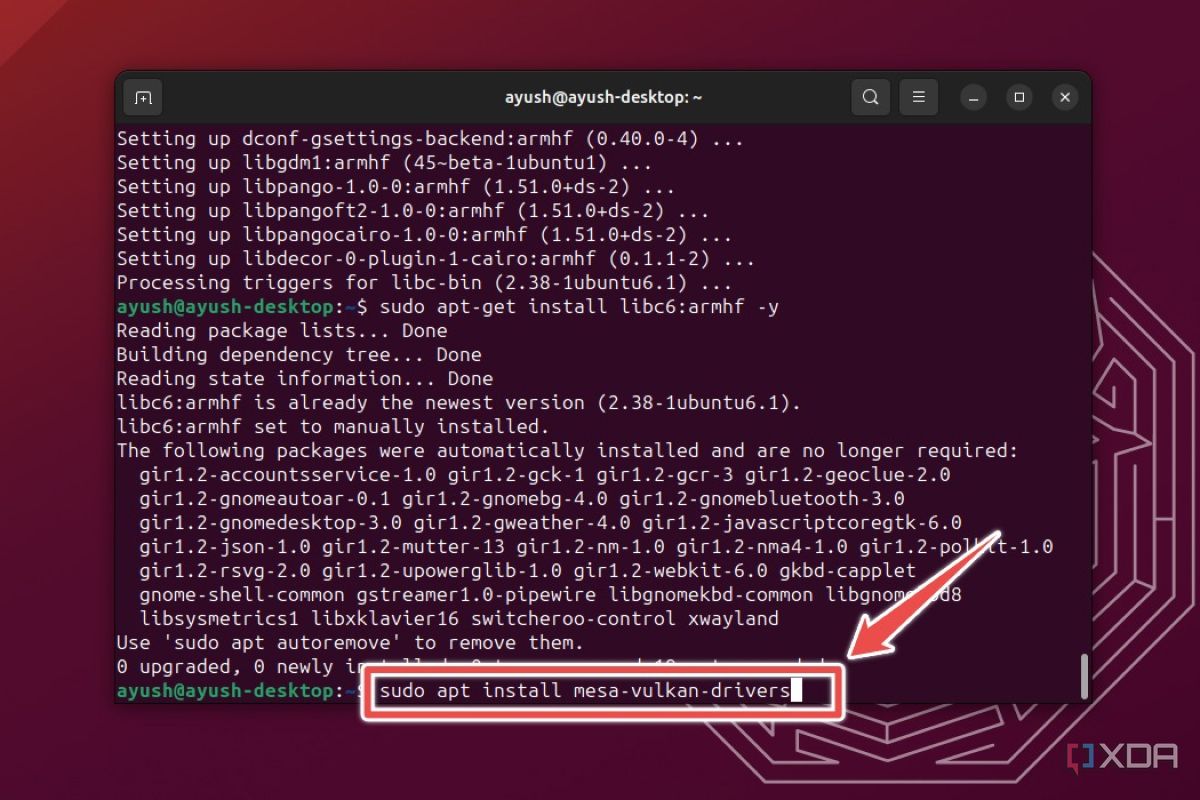 El comando utilizado para instalar los controladores Vulkan en Ubuntu