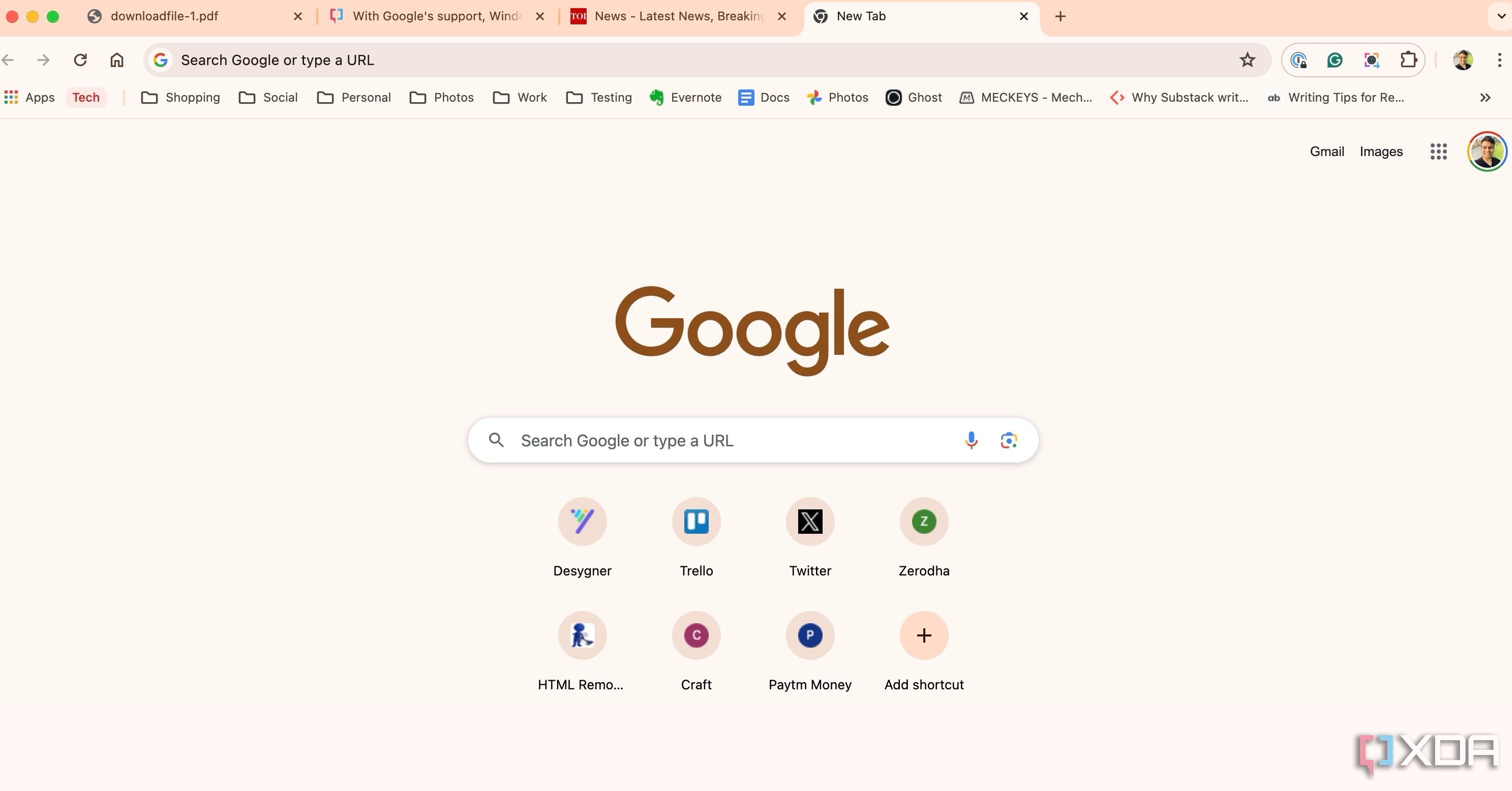 Página de inicio de Google Chrome