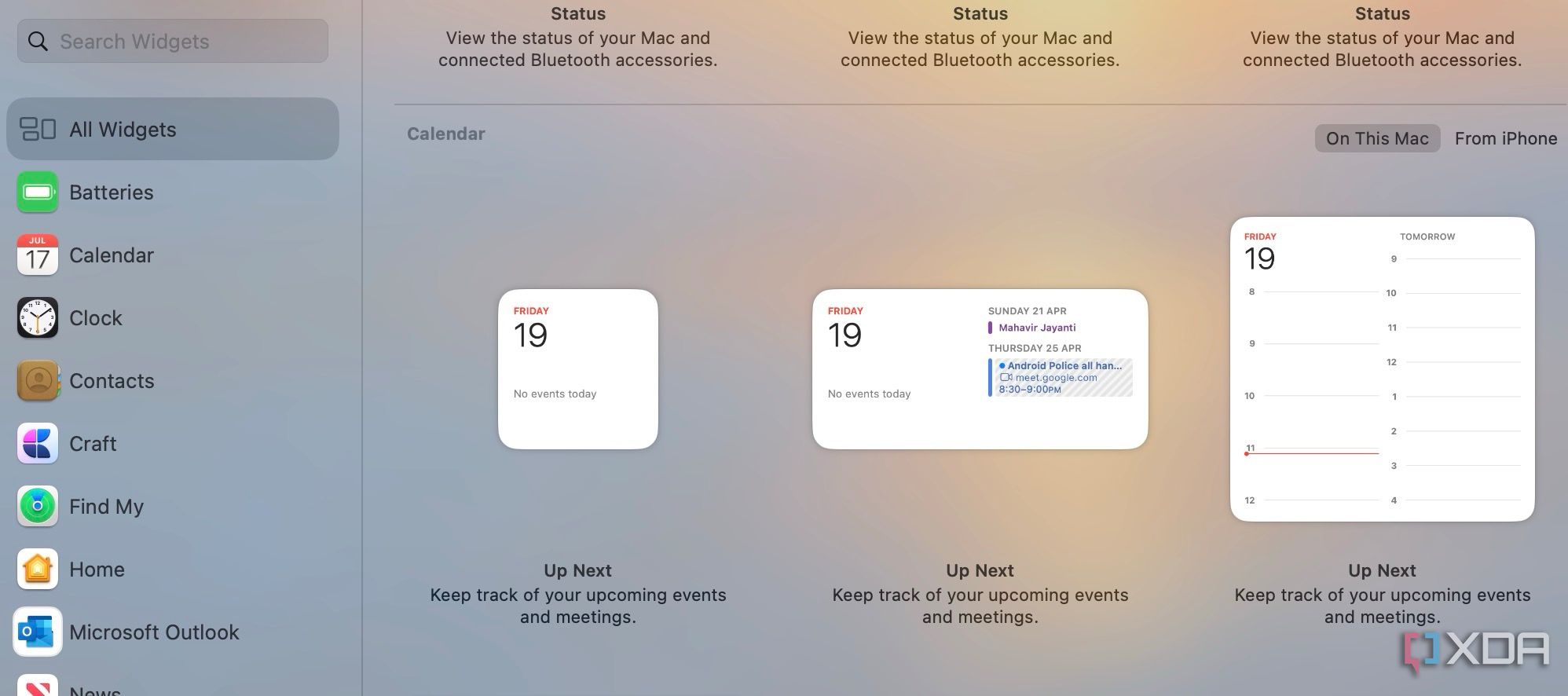 Widgets de Mac