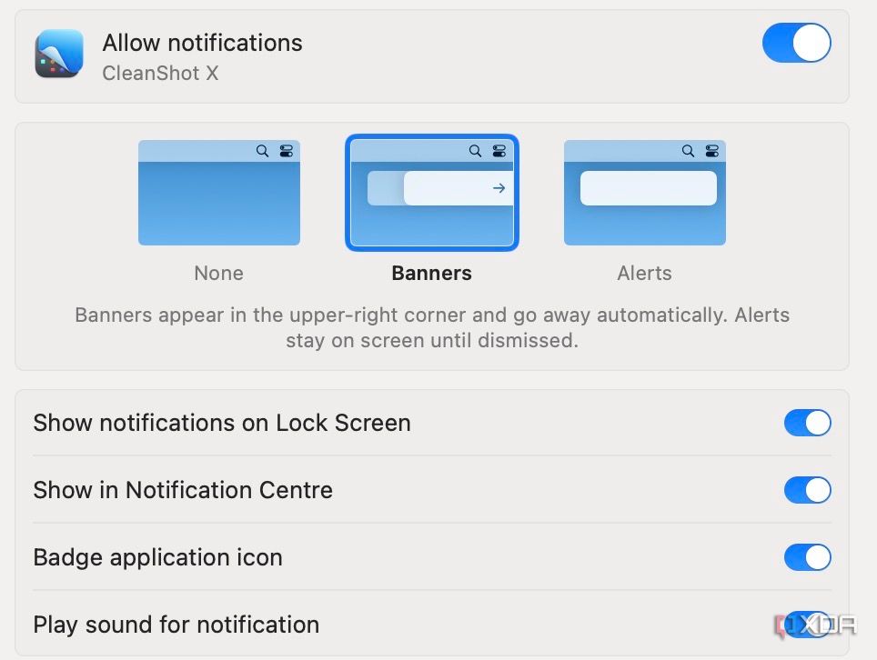 Configuración de notificaciones para una aplicación en Mac