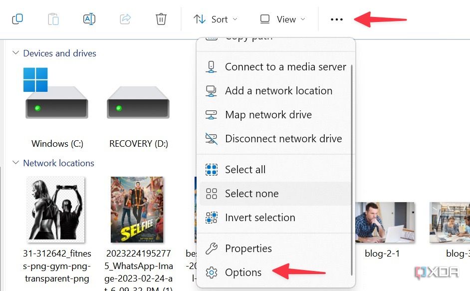 Abrir las opciones del Explorador de archivos en Windows