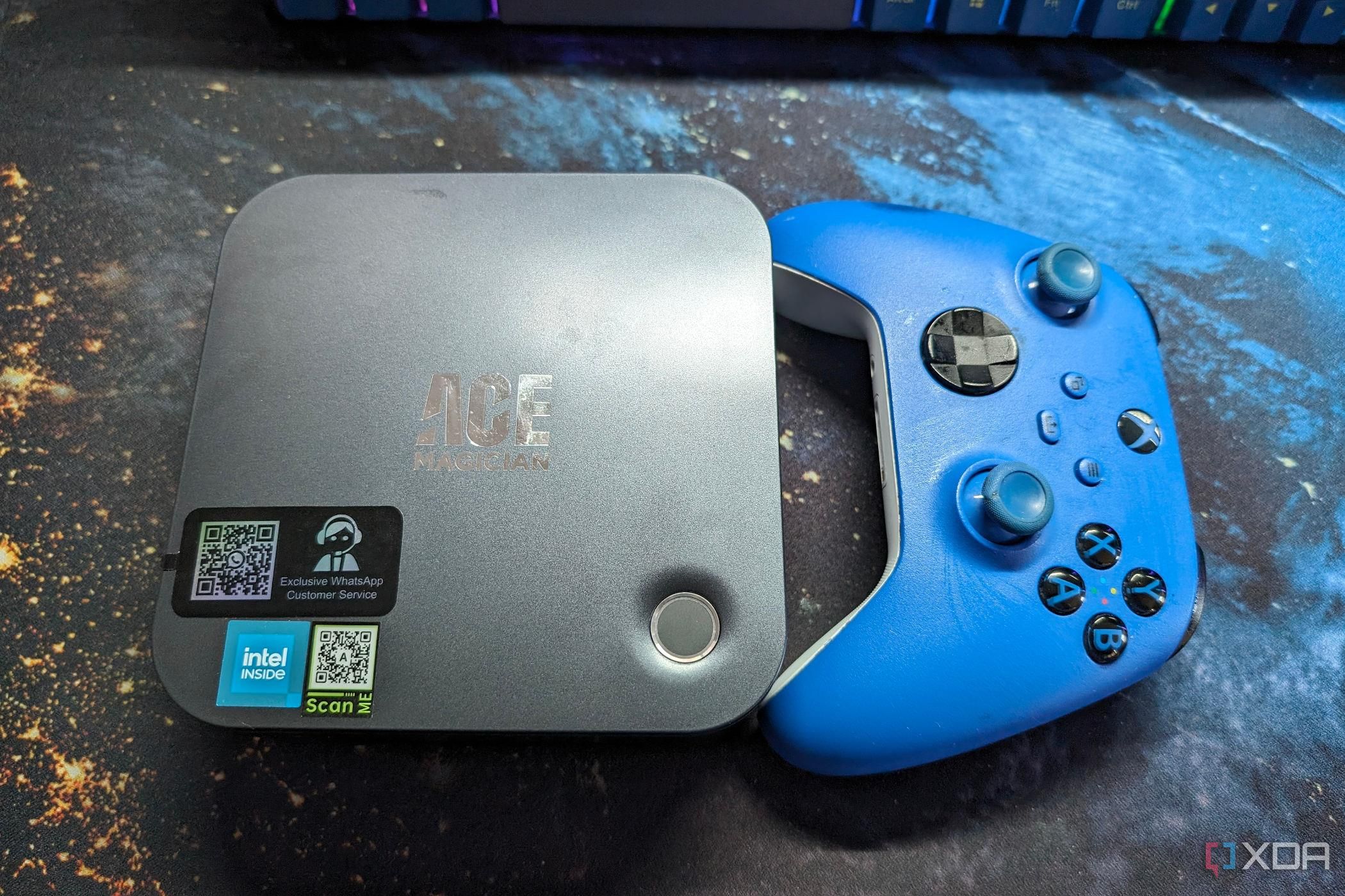 intel mini pc size comparison with xbox controller
