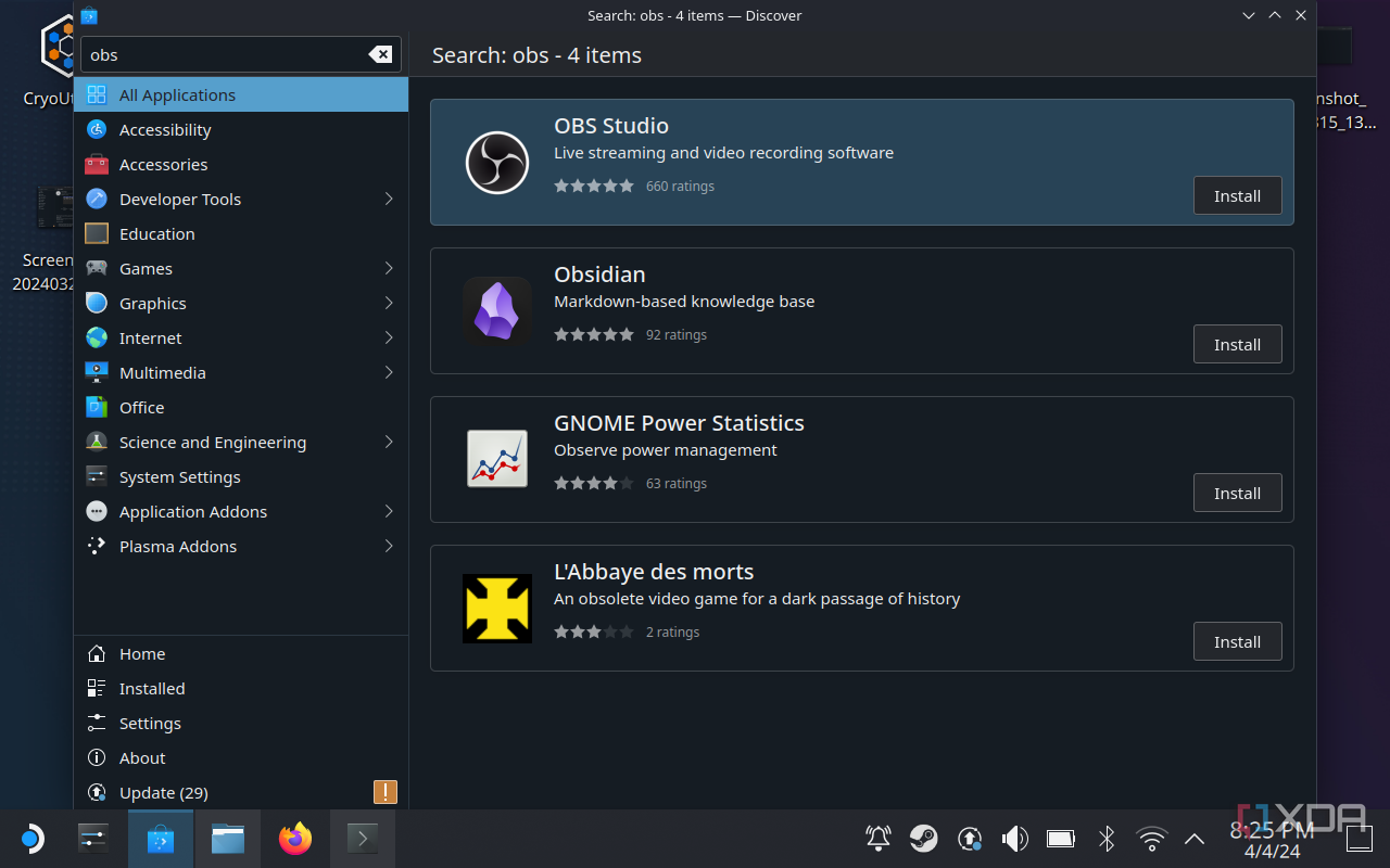 Instalación de OBS en Steam Deck