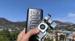 A Raspberry Pi 5 held together with a power bank