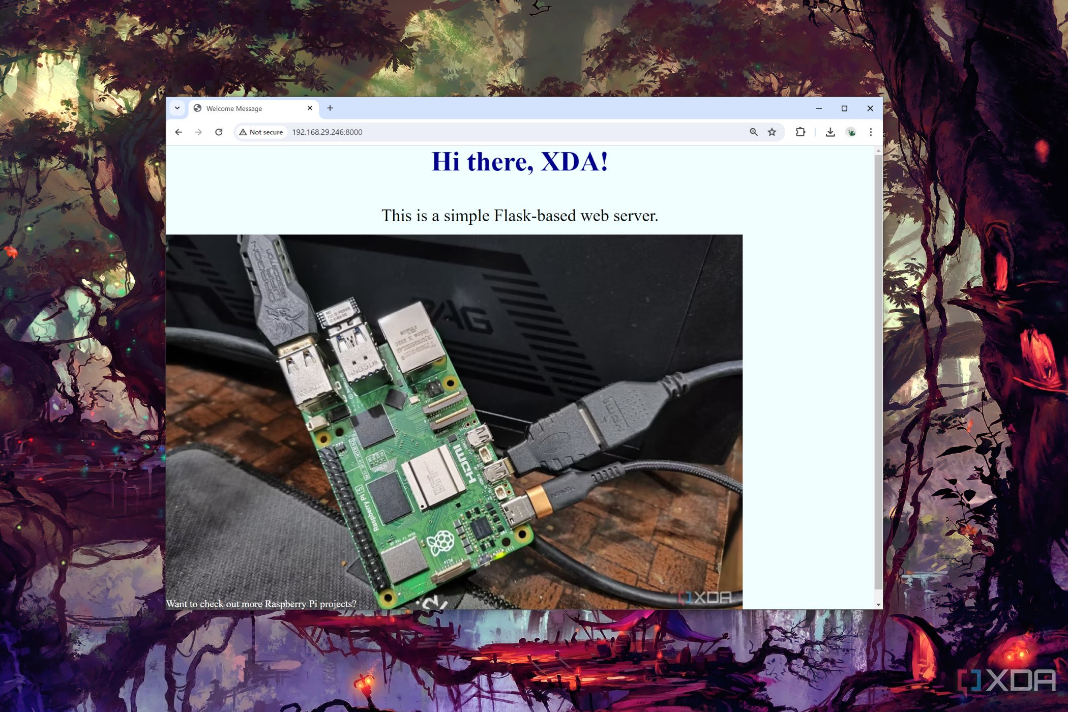 Un servidor web basado en Flask que se ejecuta en Raspberry Pi 5