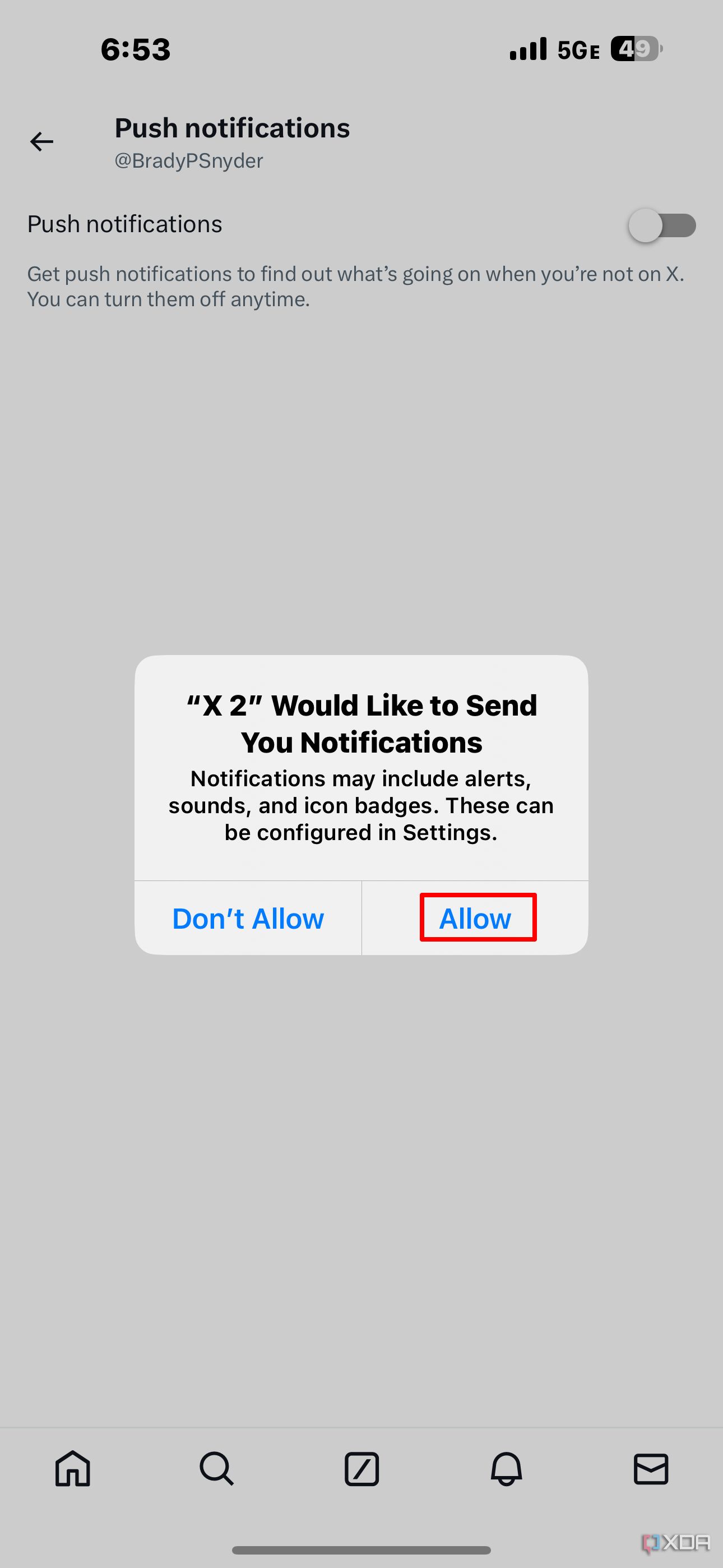 The Allow screenshots button.