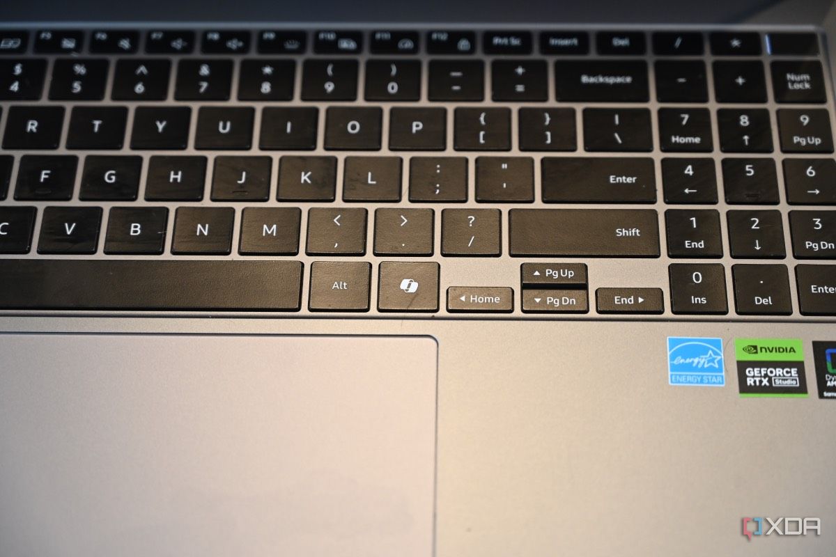 Vista superior del teclado del Samsung Galaxy Book 4 Ultra