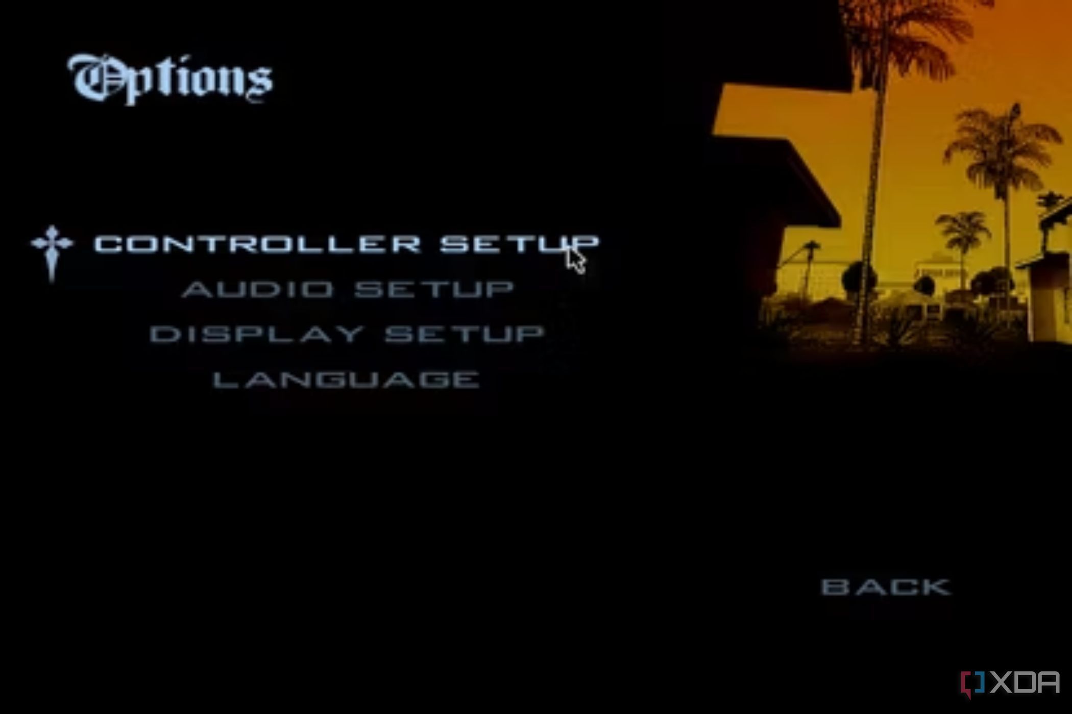 Скриншот меню настроек в GTA San Andreas, показывающий параметры контроллера.
