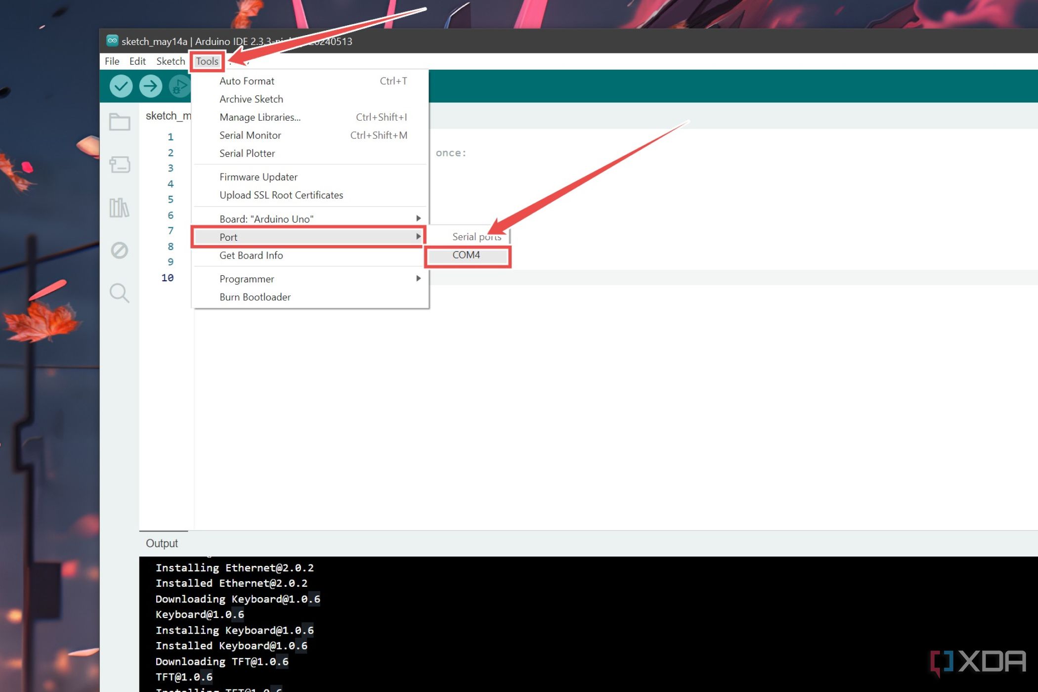 El procedimiento para seleccionar el puerto serie en el IDE de Arduino